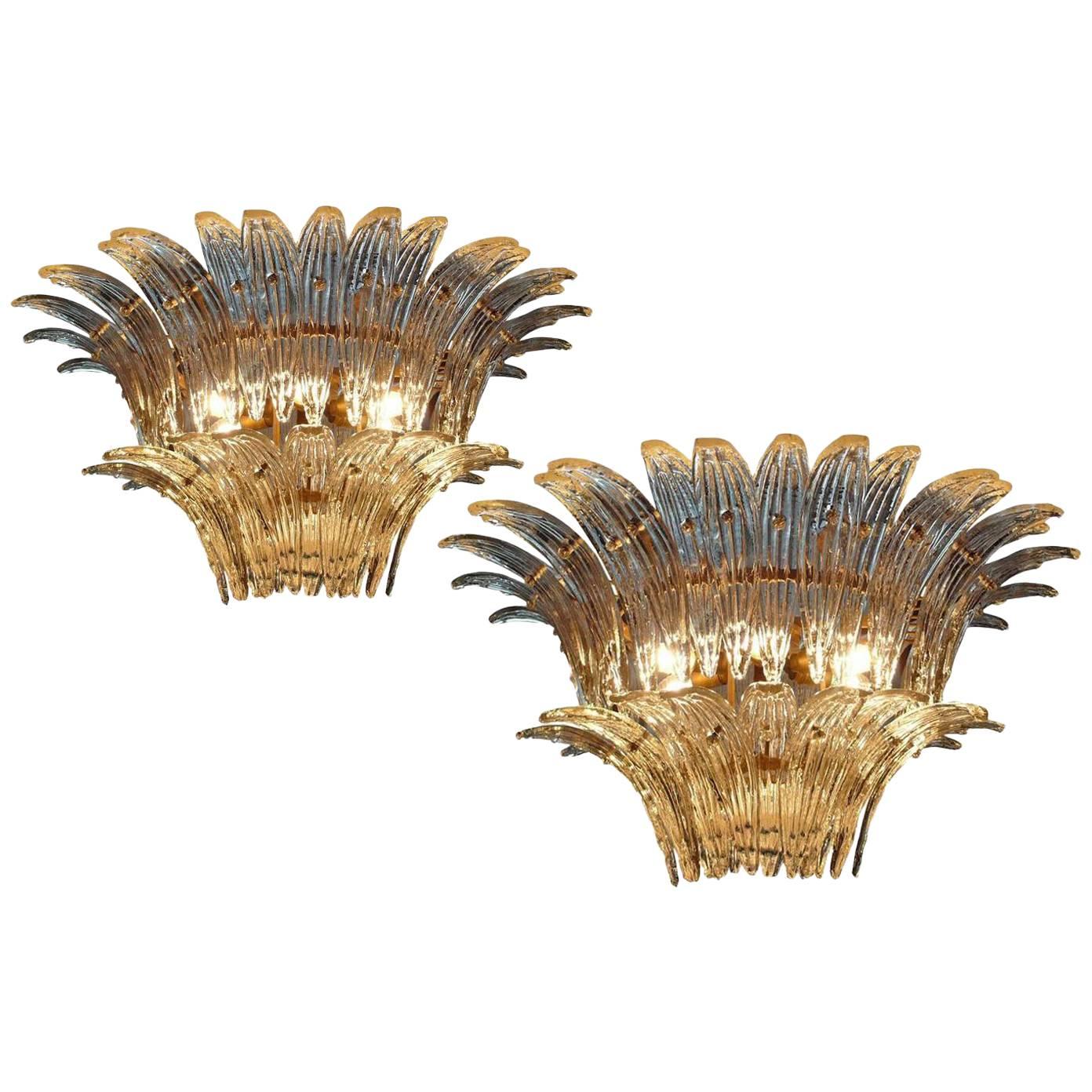 Italian Palmette Sconces by Barovier & Toso, Murano, 1960 For Sale