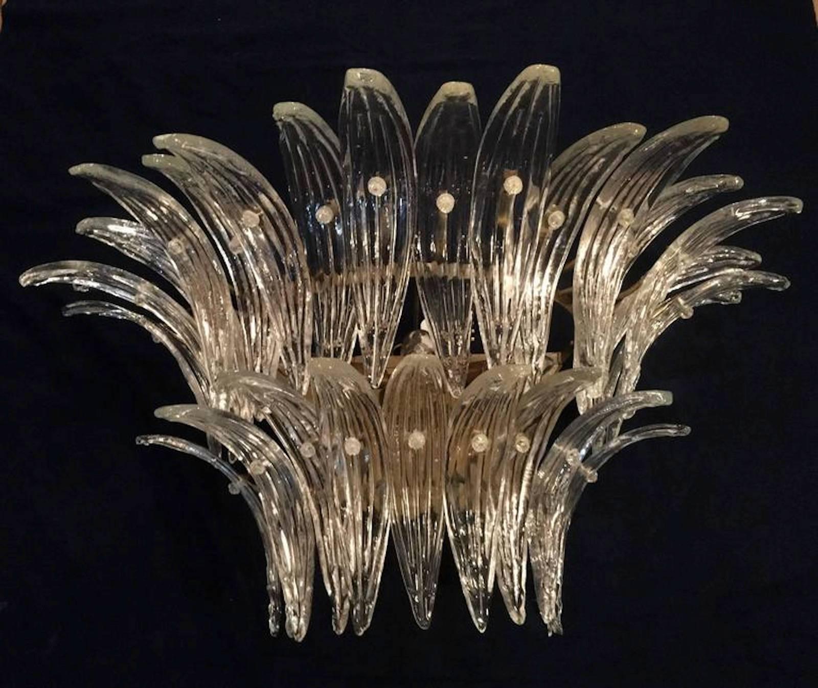 Italian Palmette Sconces by Barovier & Toso, Murano, 1960 In Excellent Condition For Sale In Budapest, HU