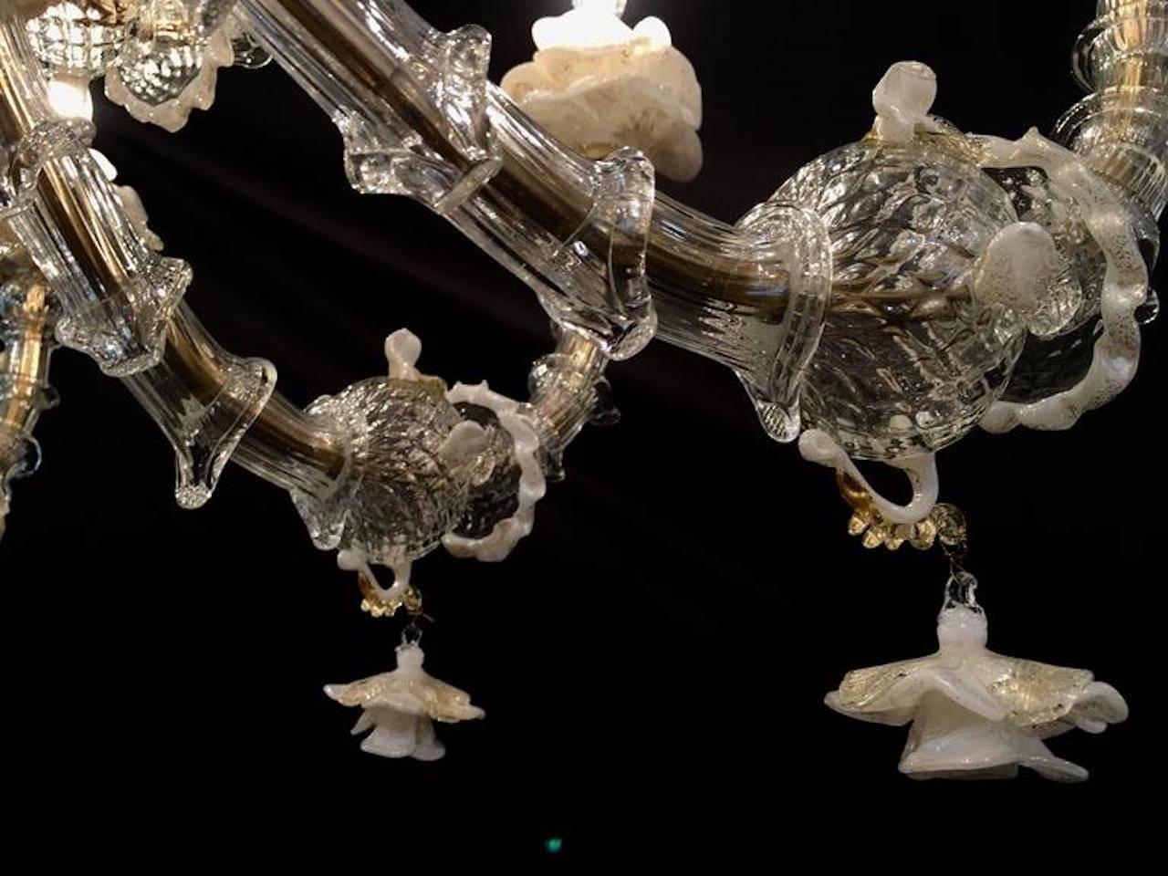 Spettacolare lampadario italiano con inclusioni d'oro, Murano, anni '80 in vendita 2