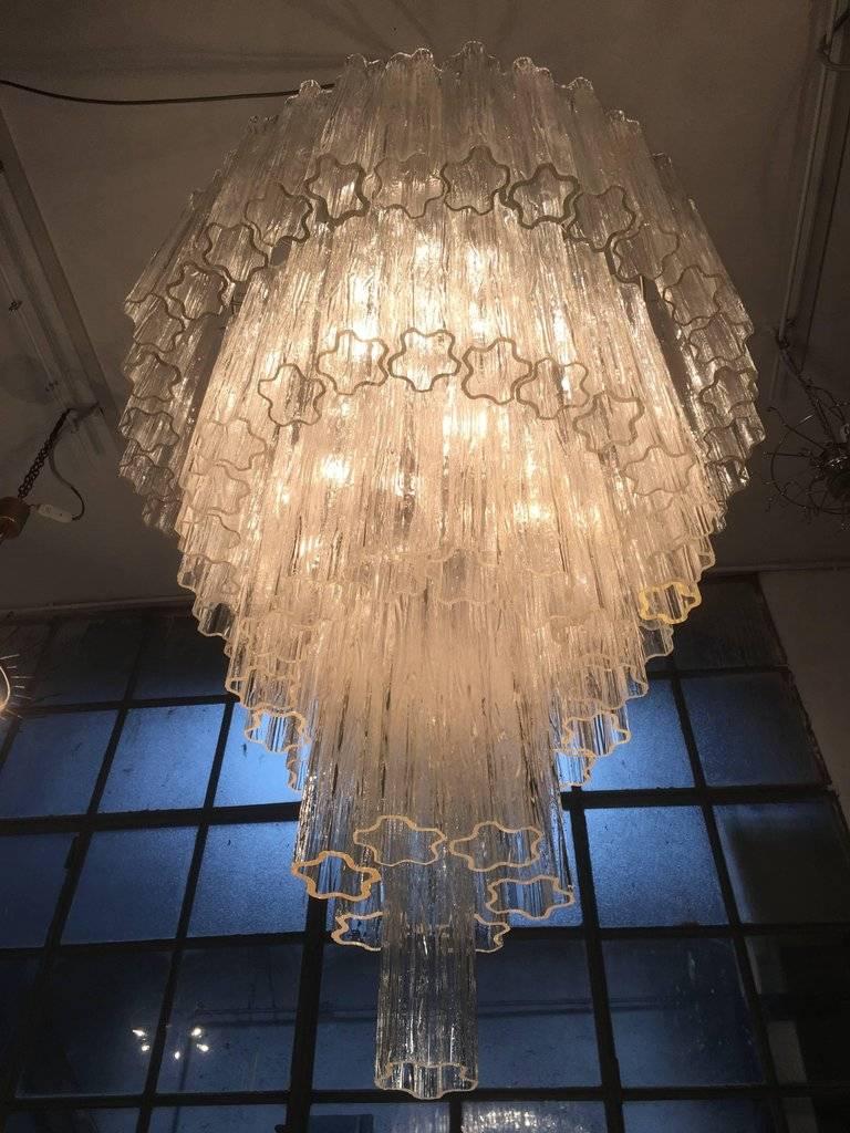 Pair of Italian Tronchi Chandeliers in the Style Toni Zuccheri for Venini Murano 1