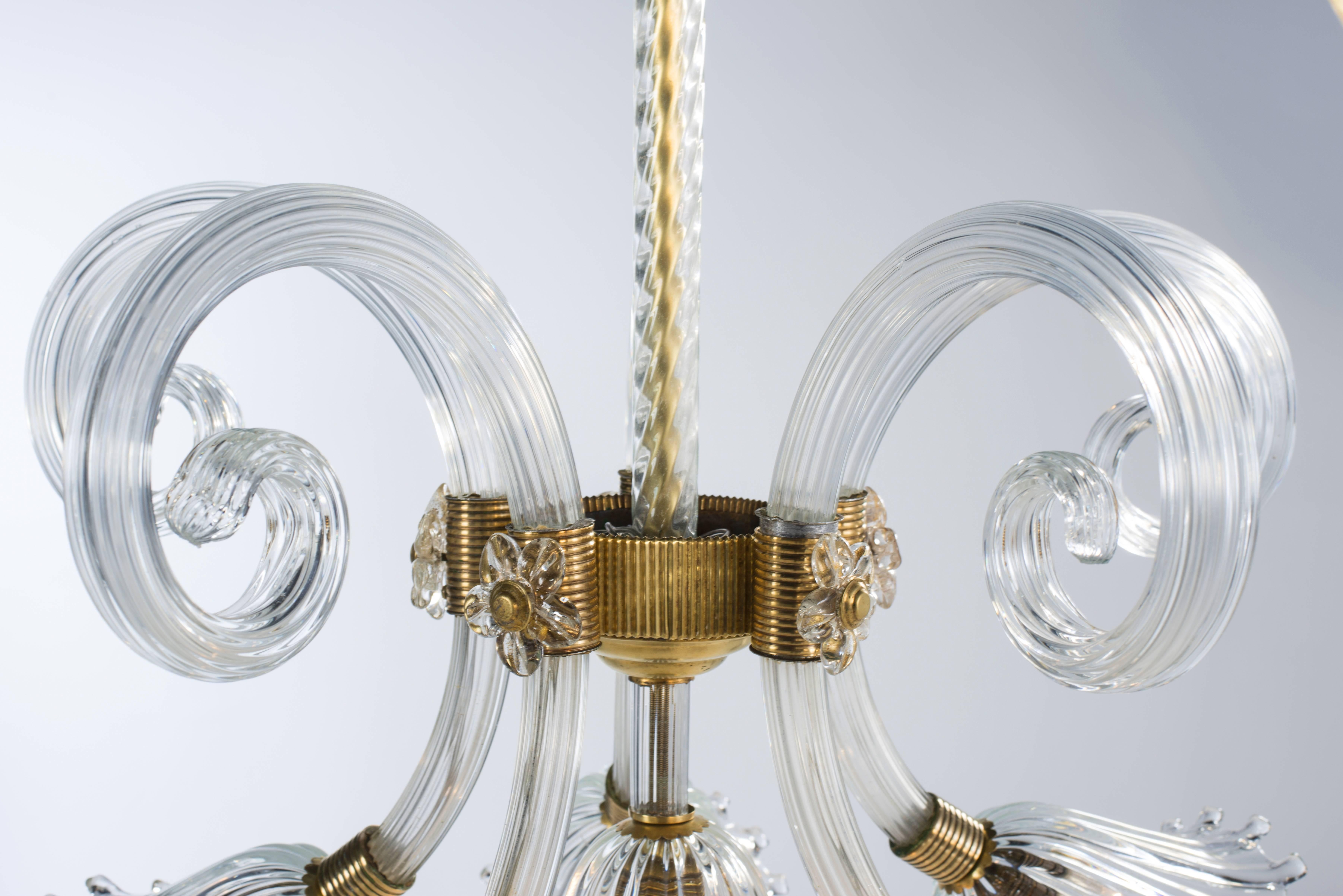 Art Deco Chandelier by Ercole Barovier, Murano, 1940s In Excellent Condition In Budapest, HU