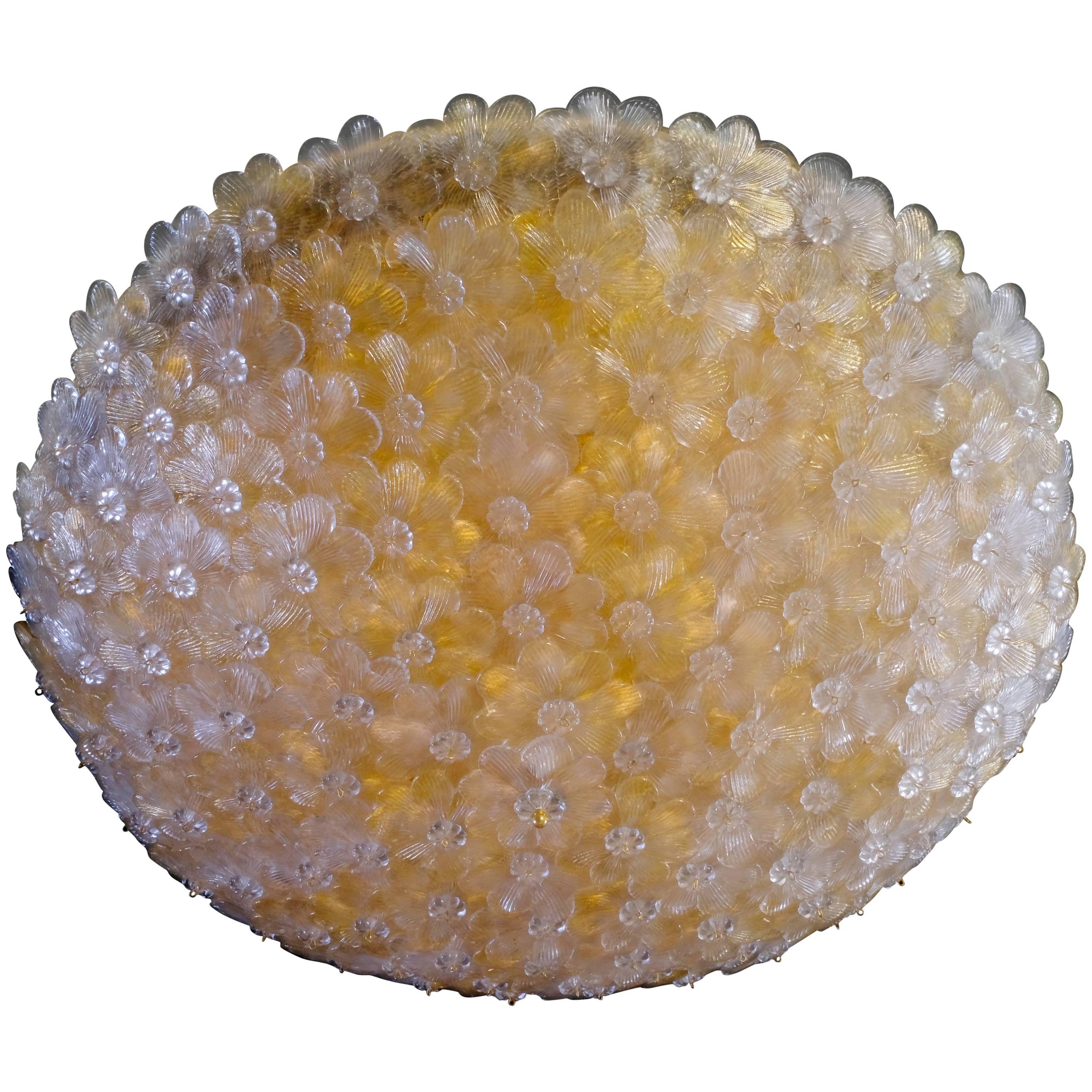 Lámpara de techo Flores de Barovier & Toso, Murano, años 1990