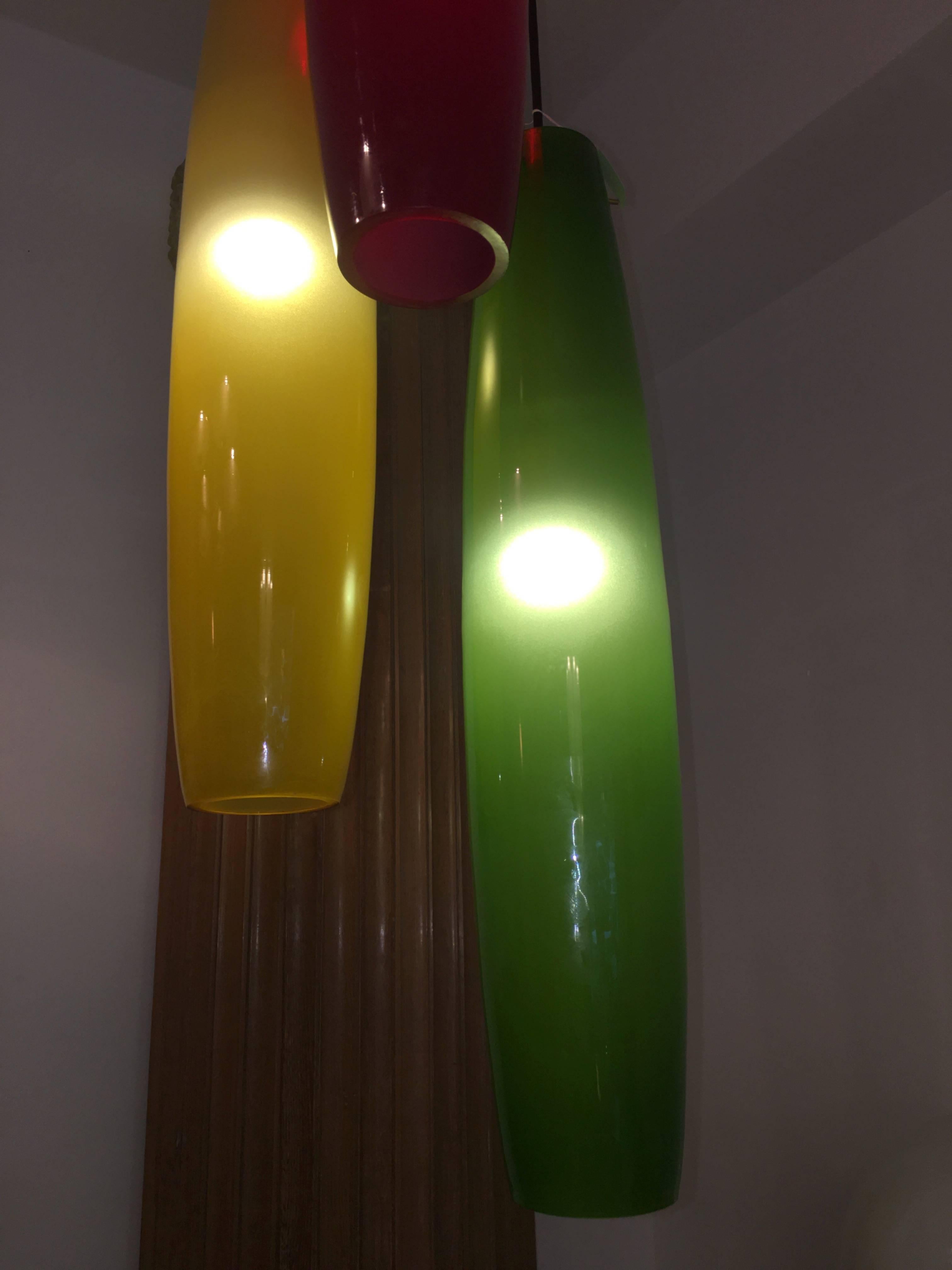 Three-Light Pendant Chandelier by Alessandro Pianon for Vistosi, Murano, 1960 1