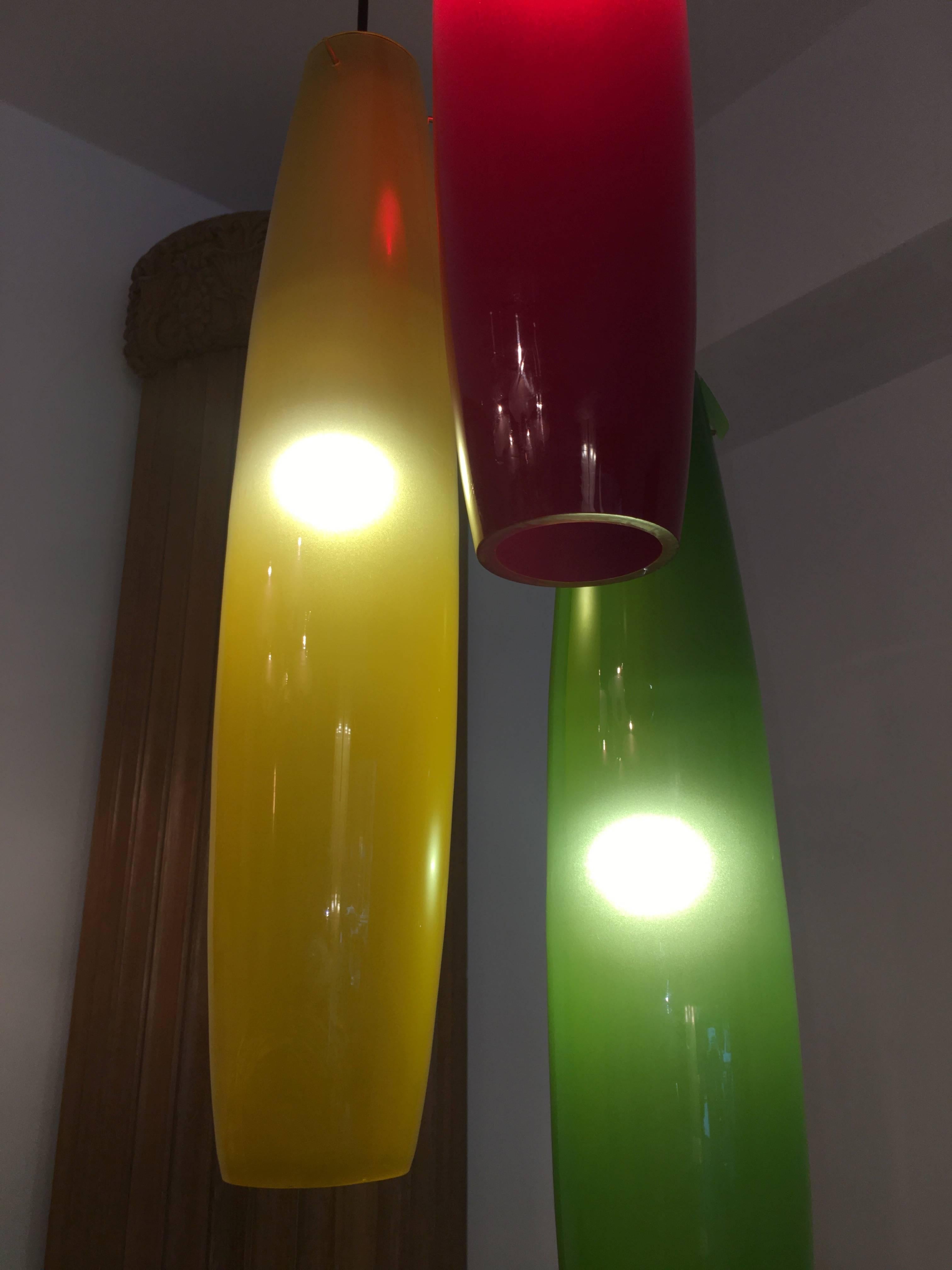 Three-Light Pendant Chandelier by Alessandro Pianon for Vistosi, Murano, 1960 2