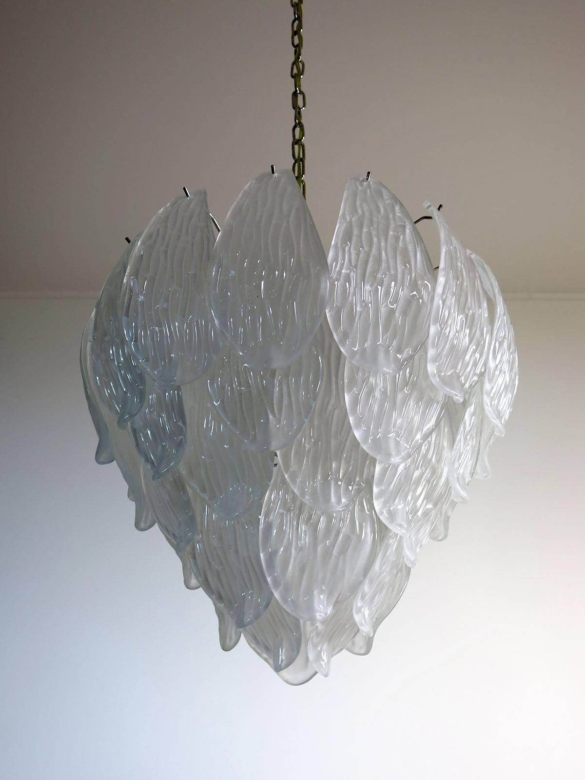 Pair of Italian Petals Chandeliers, Murano For Sale 1