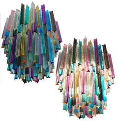 Chandelier Multi-Color Triedri, 107 Prism, Murano, 1970s