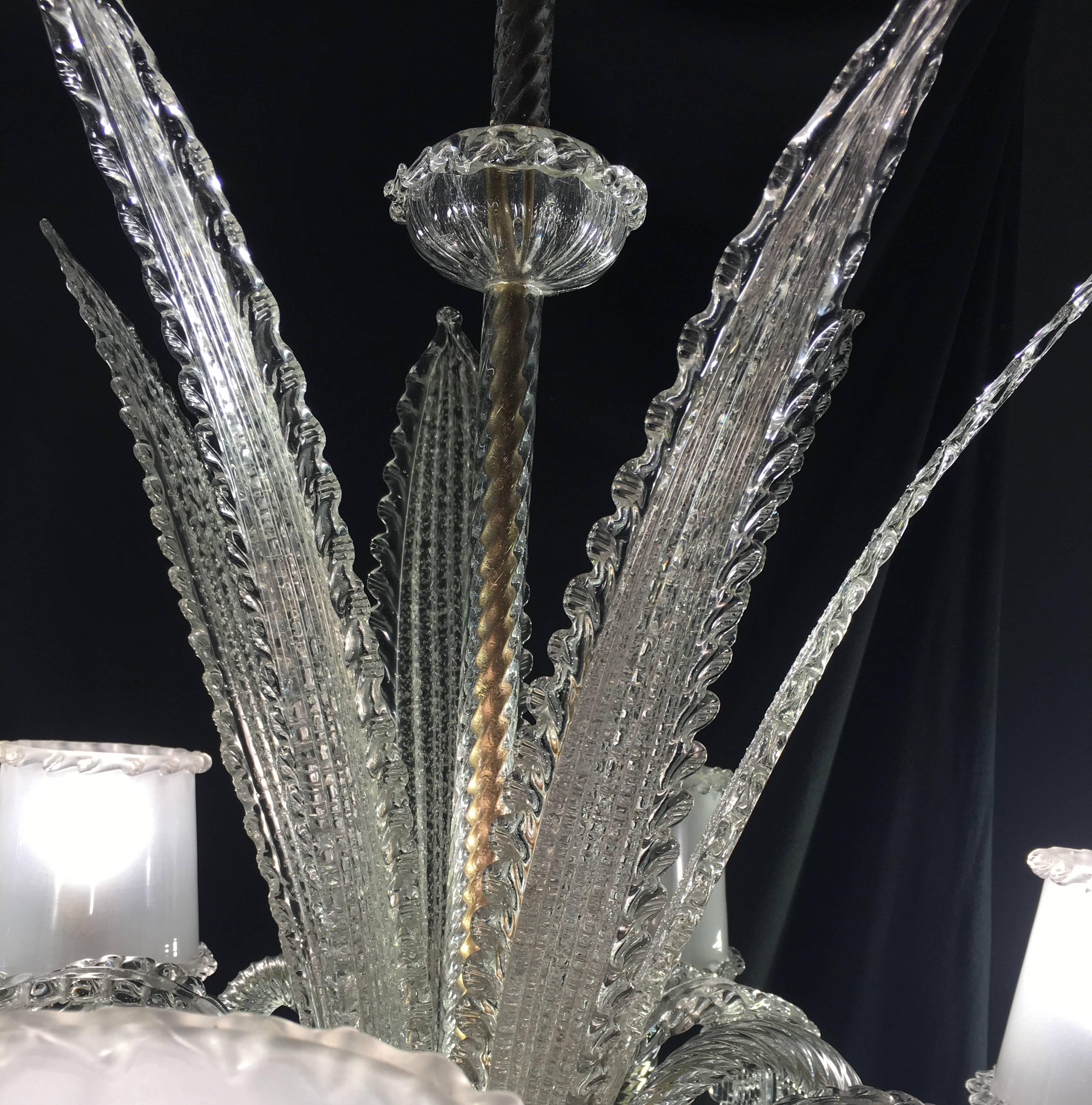 Brass Chandelier by Barovier & Toso, Murano, 1940s For Sale