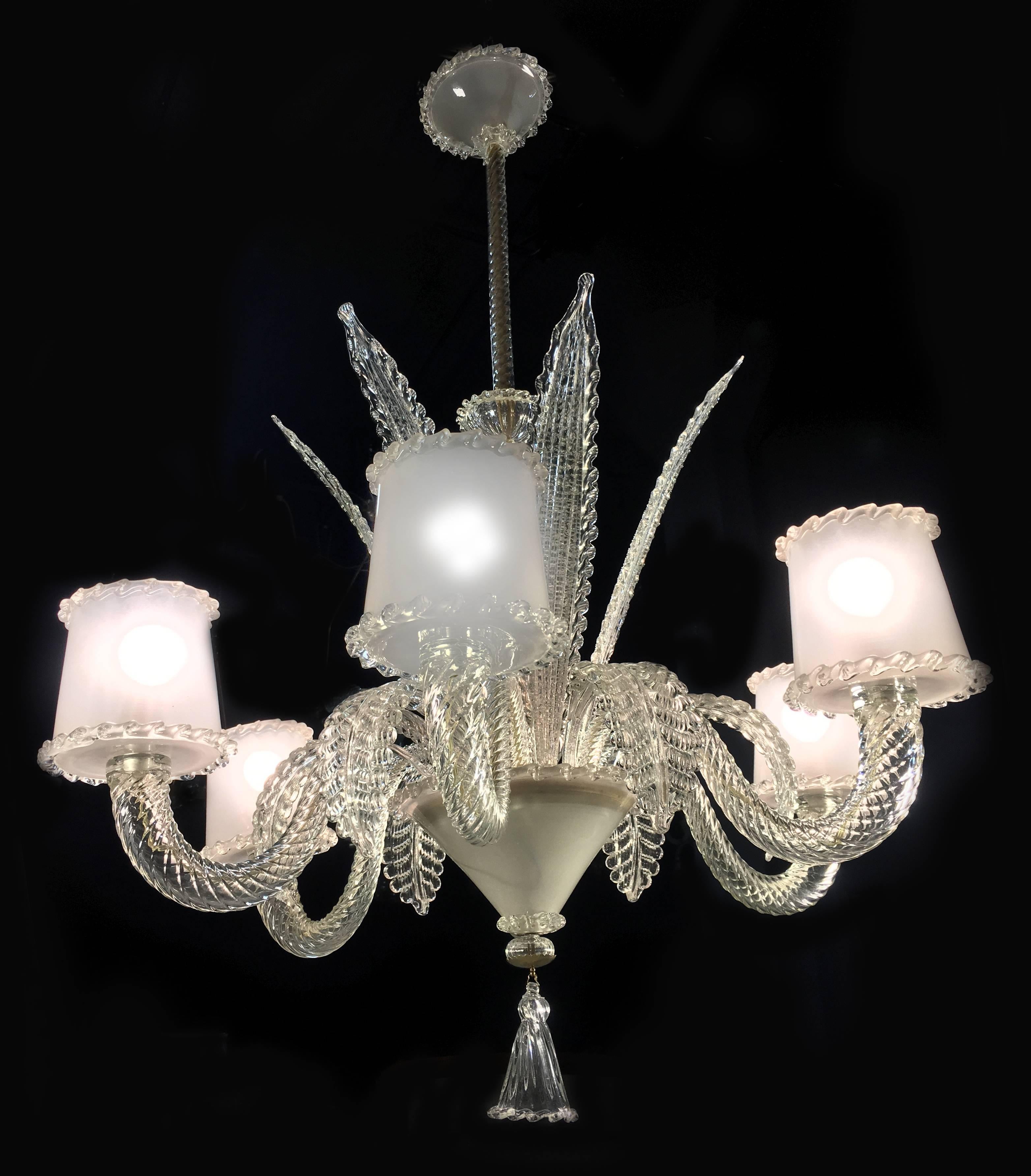 Chandelier by Barovier & Toso, Murano, 1940s For Sale 8