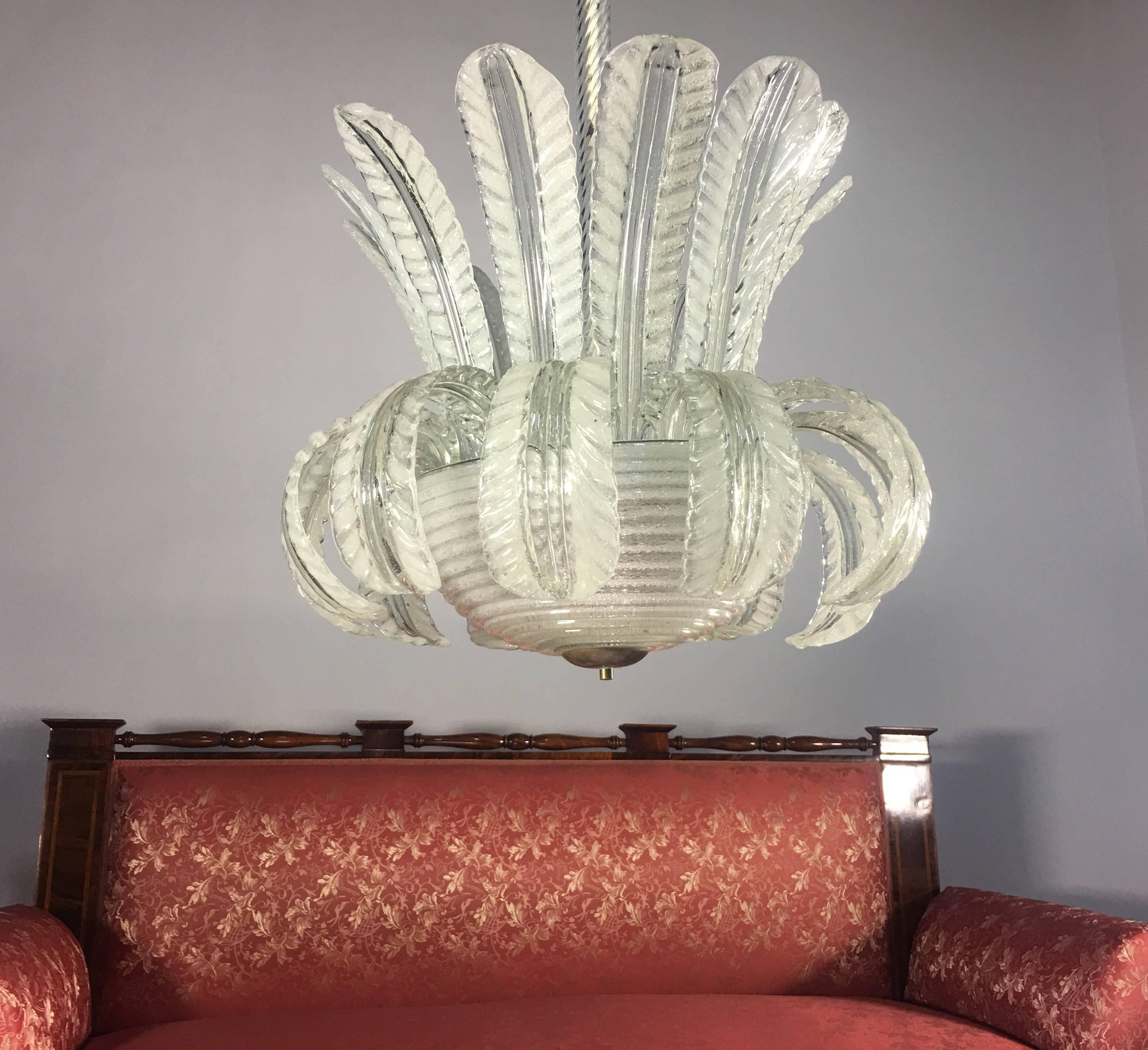 Midcentury Italian Glass Chandelier by Barovier & Toso, Murano, 1940 1