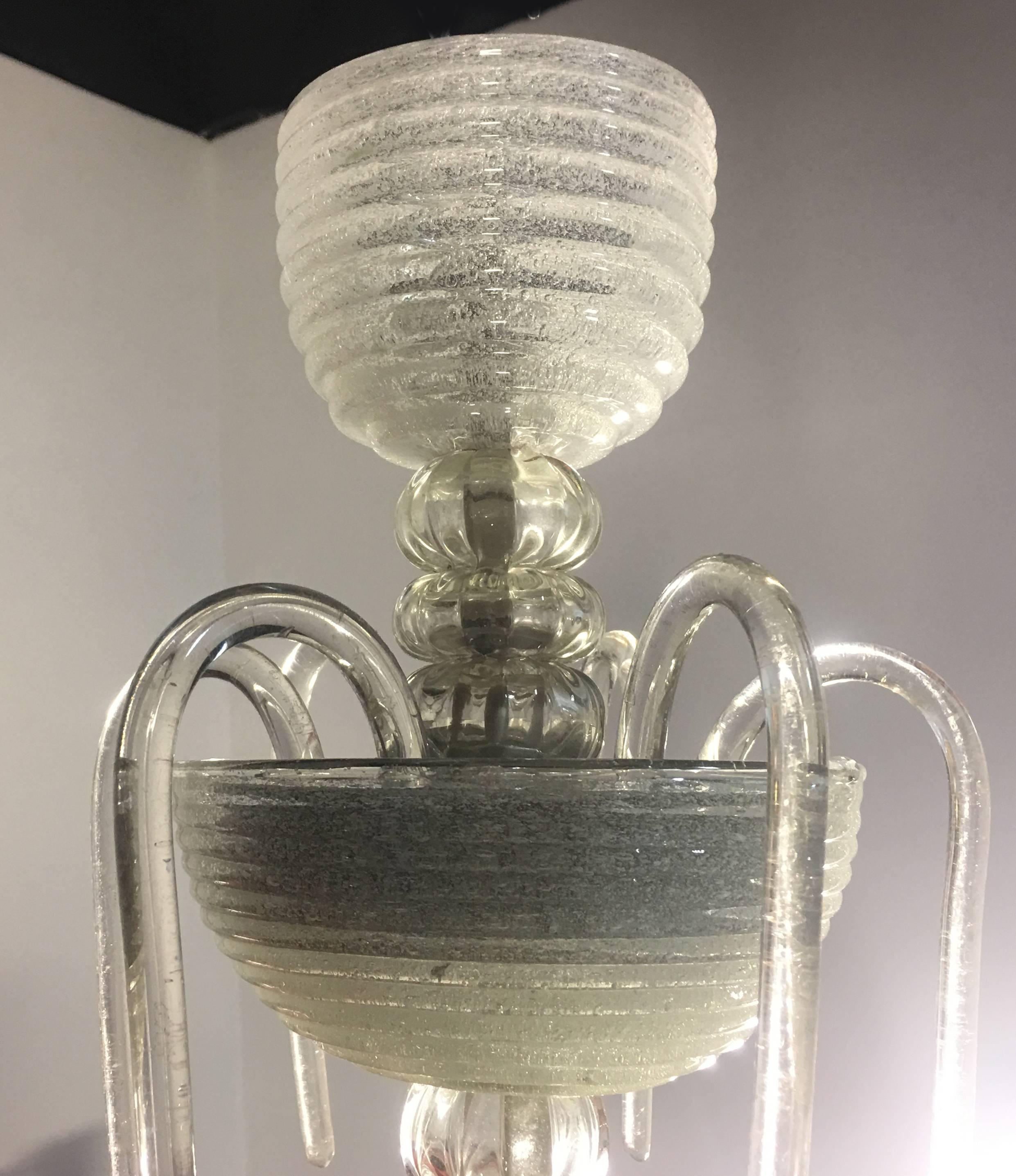 Murano Glass Midcentury Italian Glass Chandelier by Barovier & Toso, Murano, 1940