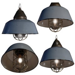 Set of Four Industrial Pendant Lights, Budapest, 1950s