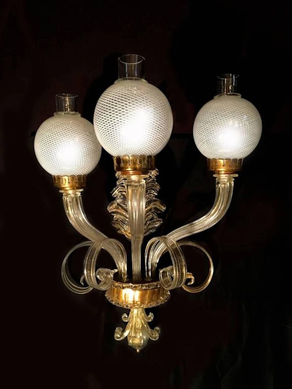 Brass Pair of Sconces 