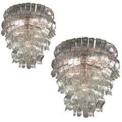 Spectacular Pair of Chandeliers by Barovier & Toso, Murano, 1970s