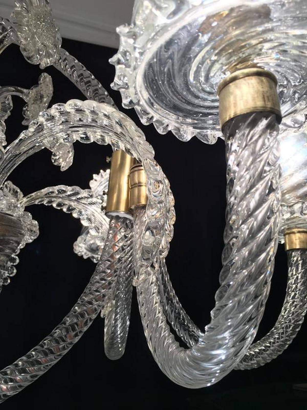 Majestic Liberty Chandelier by Ercole Barovier, Murano, 1940s For Sale 2