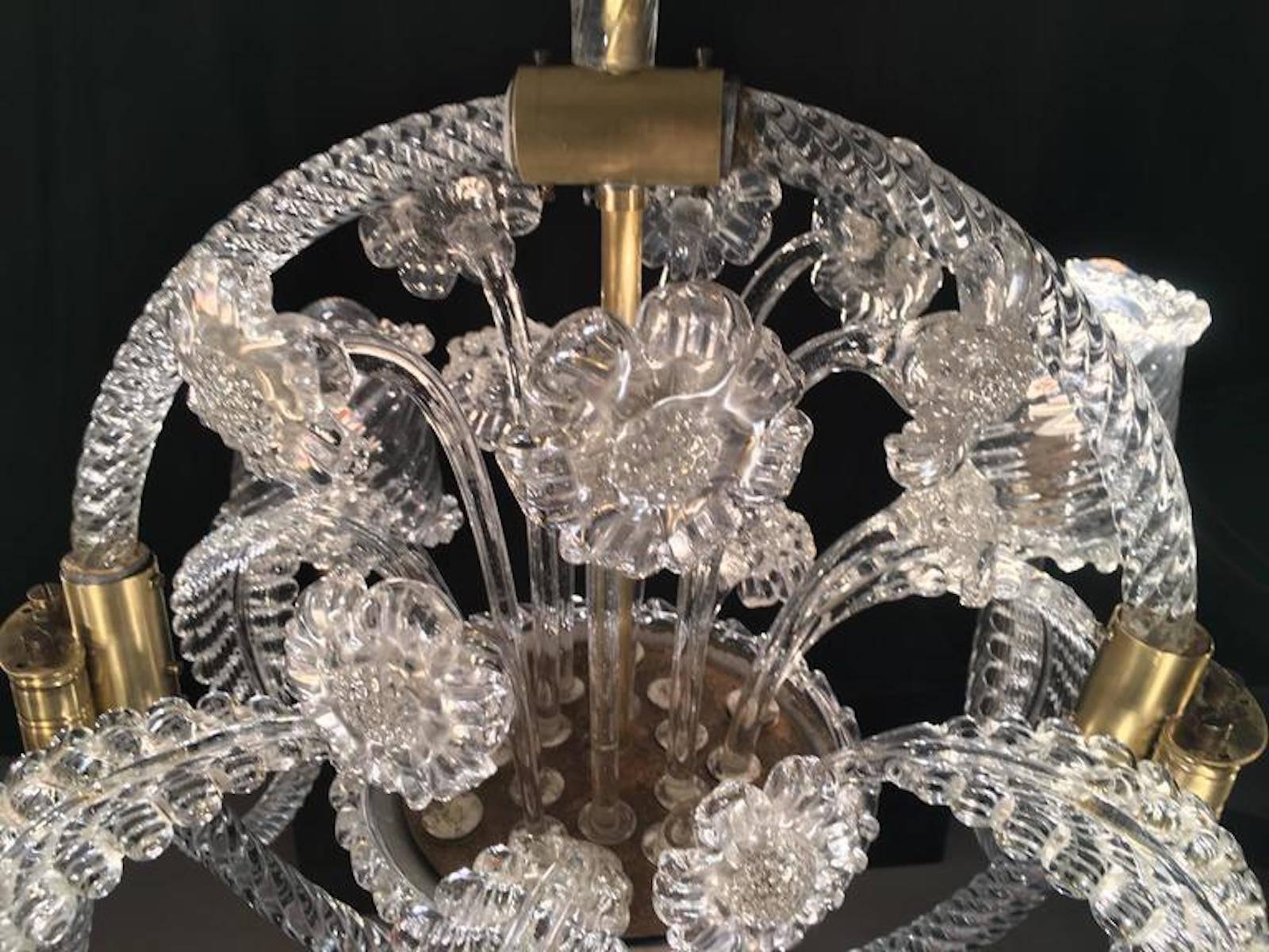 Majestic Liberty Chandelier by Ercole Barovier, Murano, 1940s For Sale 5