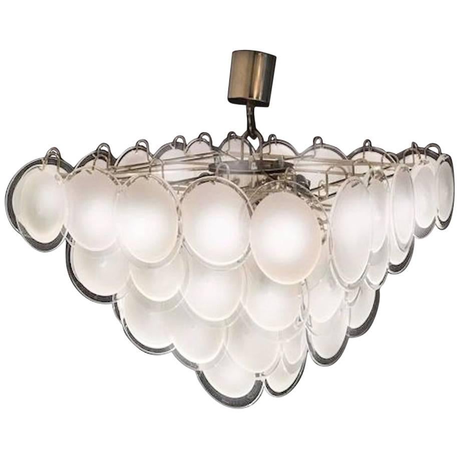 Italian Disc Chandelier by Vistosi, Murano, 1970s In Excellent Condition In Budapest, HU