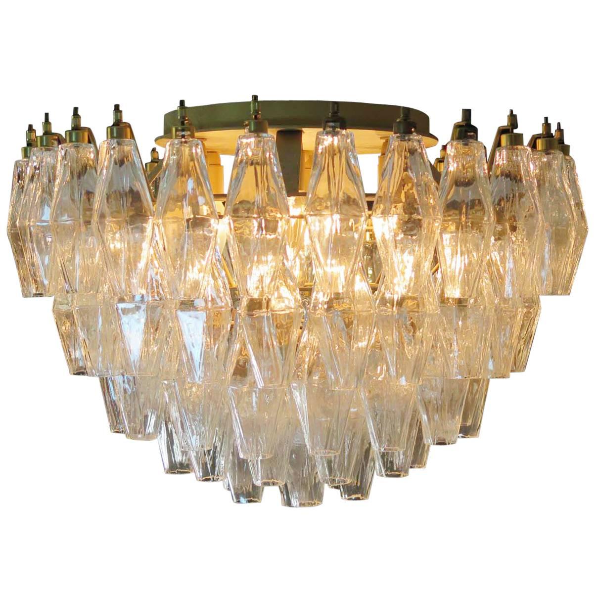 Italian ceiling lights each made from 84 beautiful Murano transparent glasses 