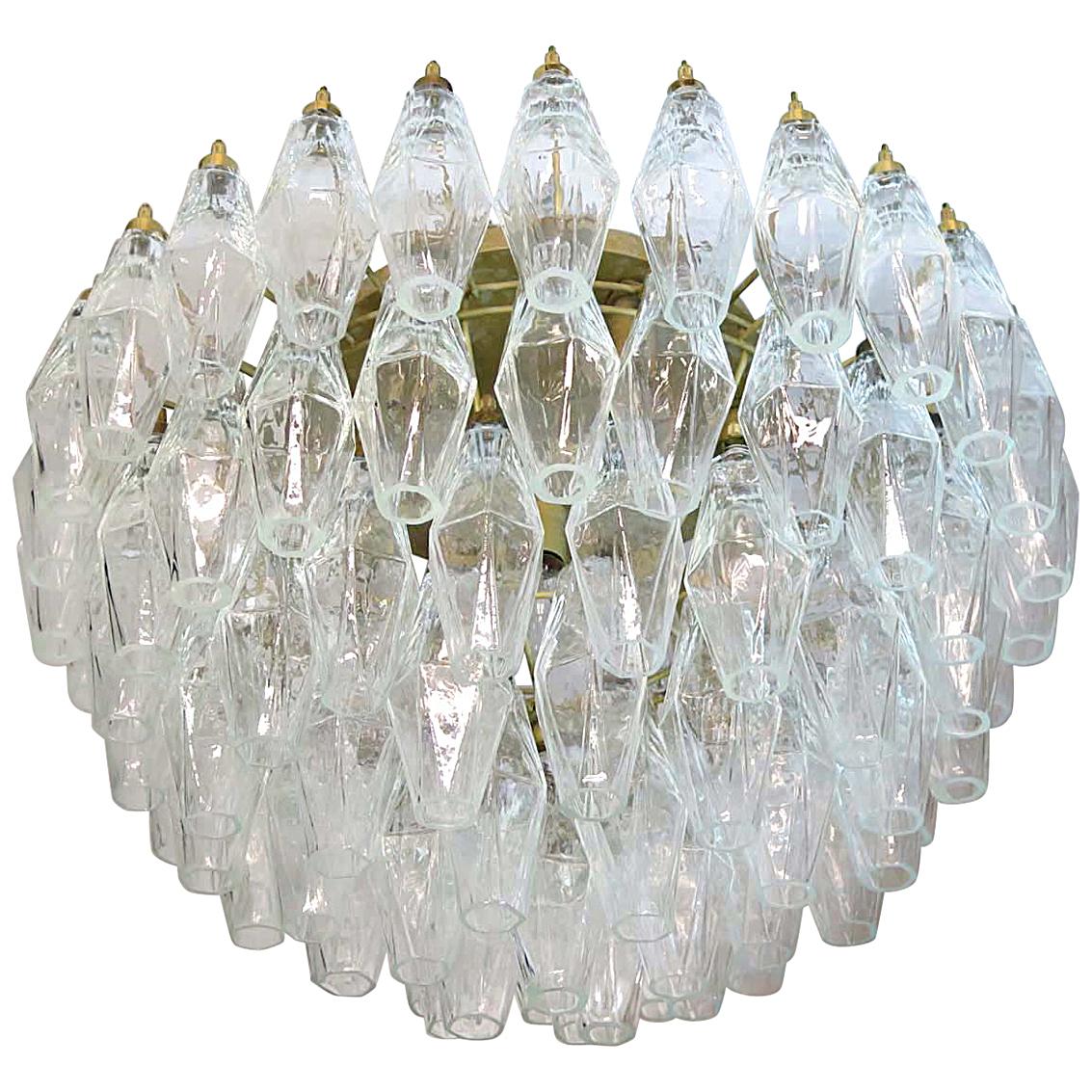 Italian Pair of Poliedri Chandeliers Carlo Scarpa Style, Murano