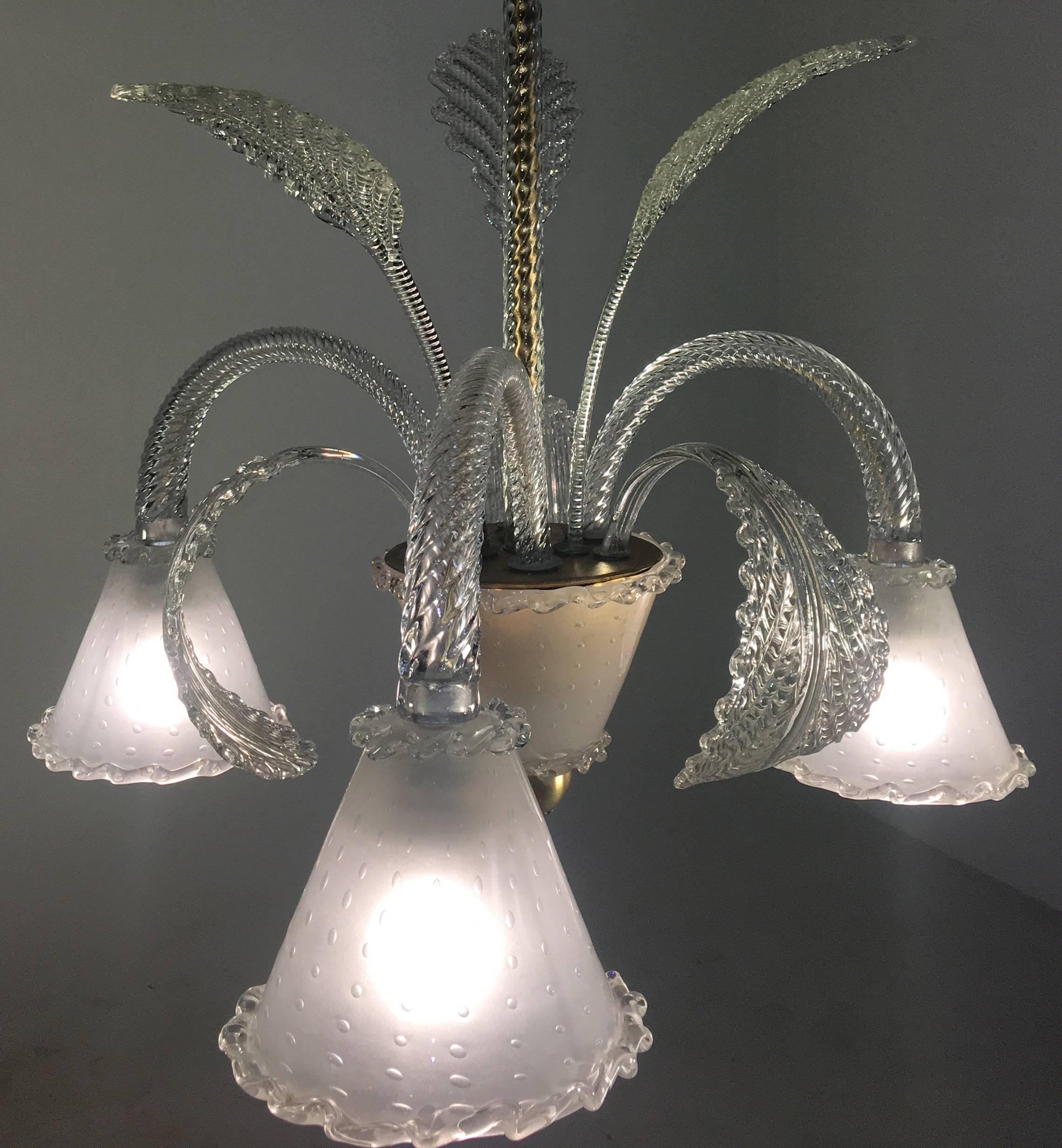 Italian Chandelier by Barovier & Toso, Murano, 1940s For Sale