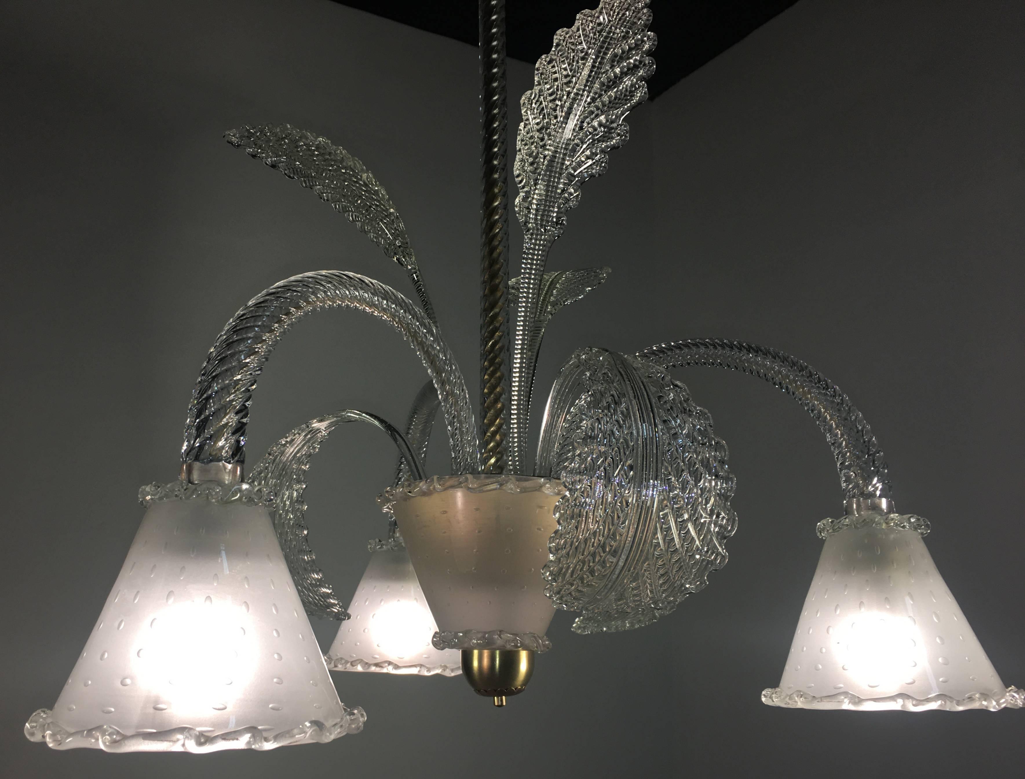Chandelier by Barovier & Toso, Murano, 1940s For Sale 9