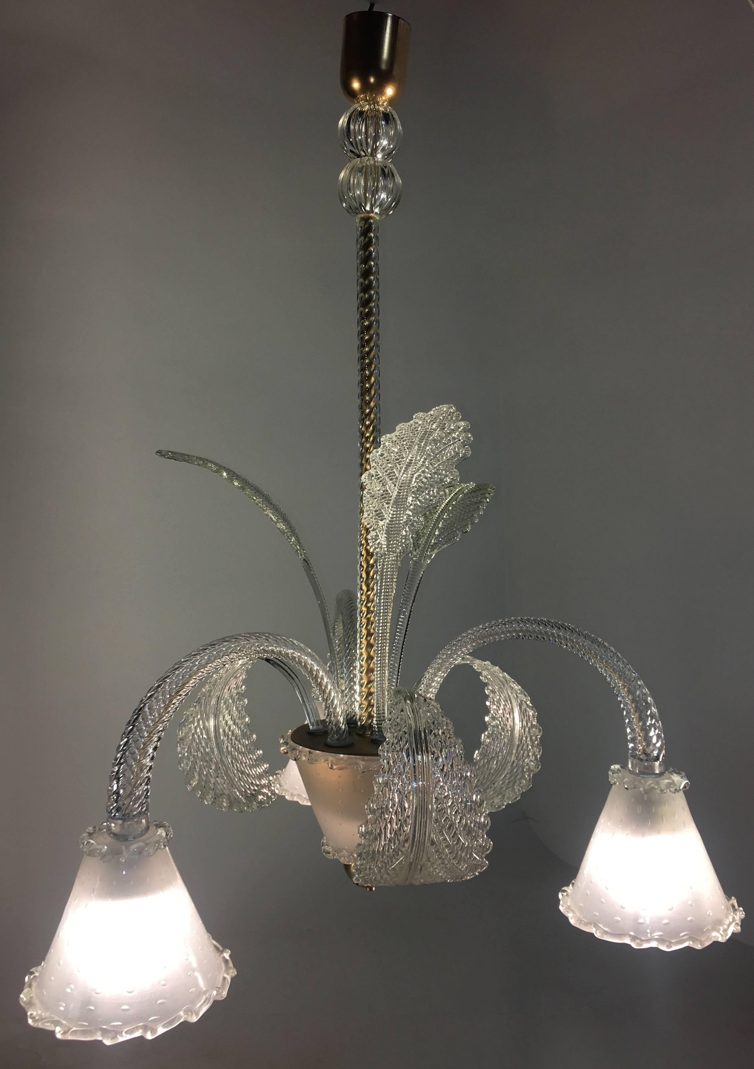 Chandelier by Barovier & Toso, Murano, 1940s For Sale 10