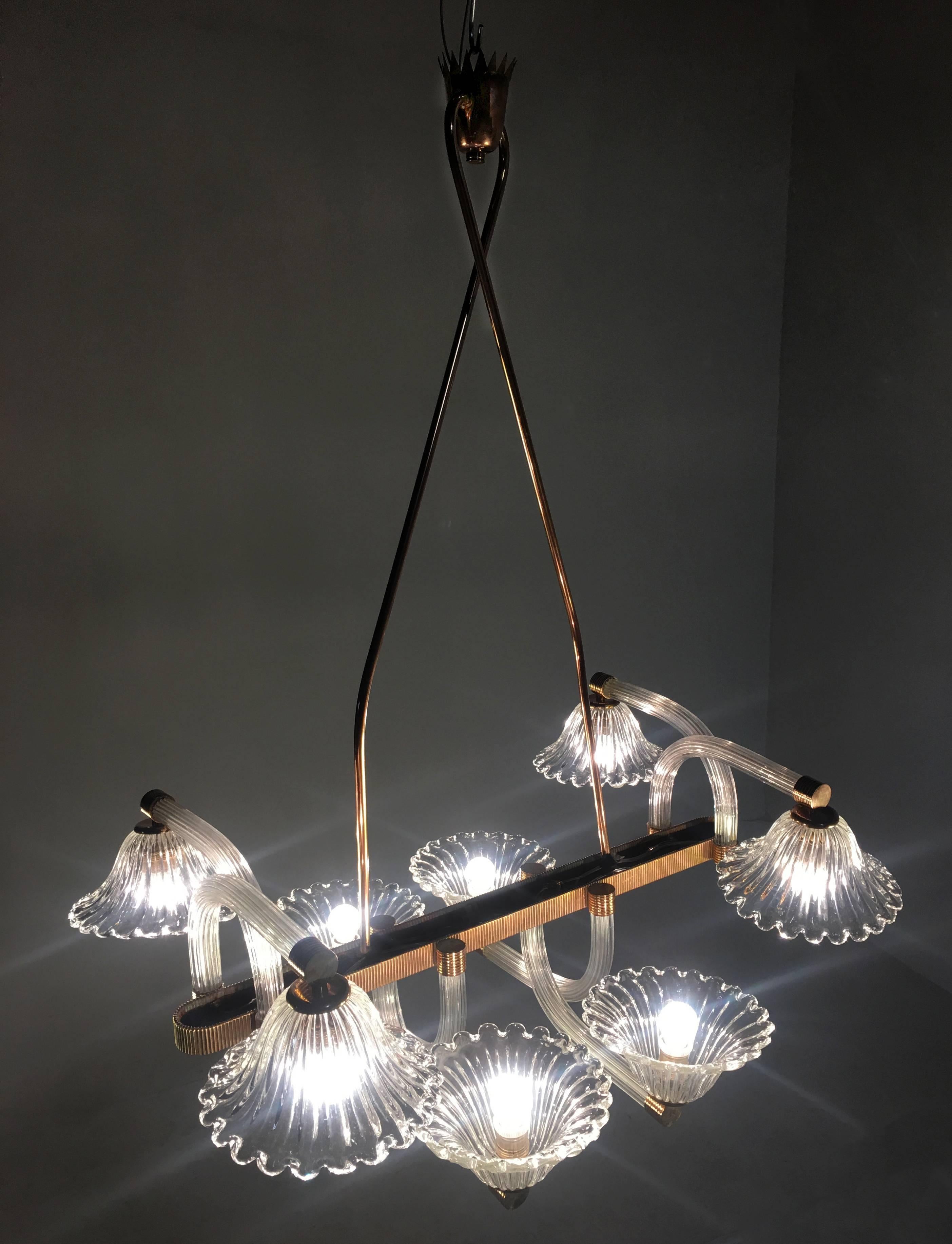 Chandelier by Barovier & Toso, Murano, 1940s In Excellent Condition For Sale In Budapest, HU