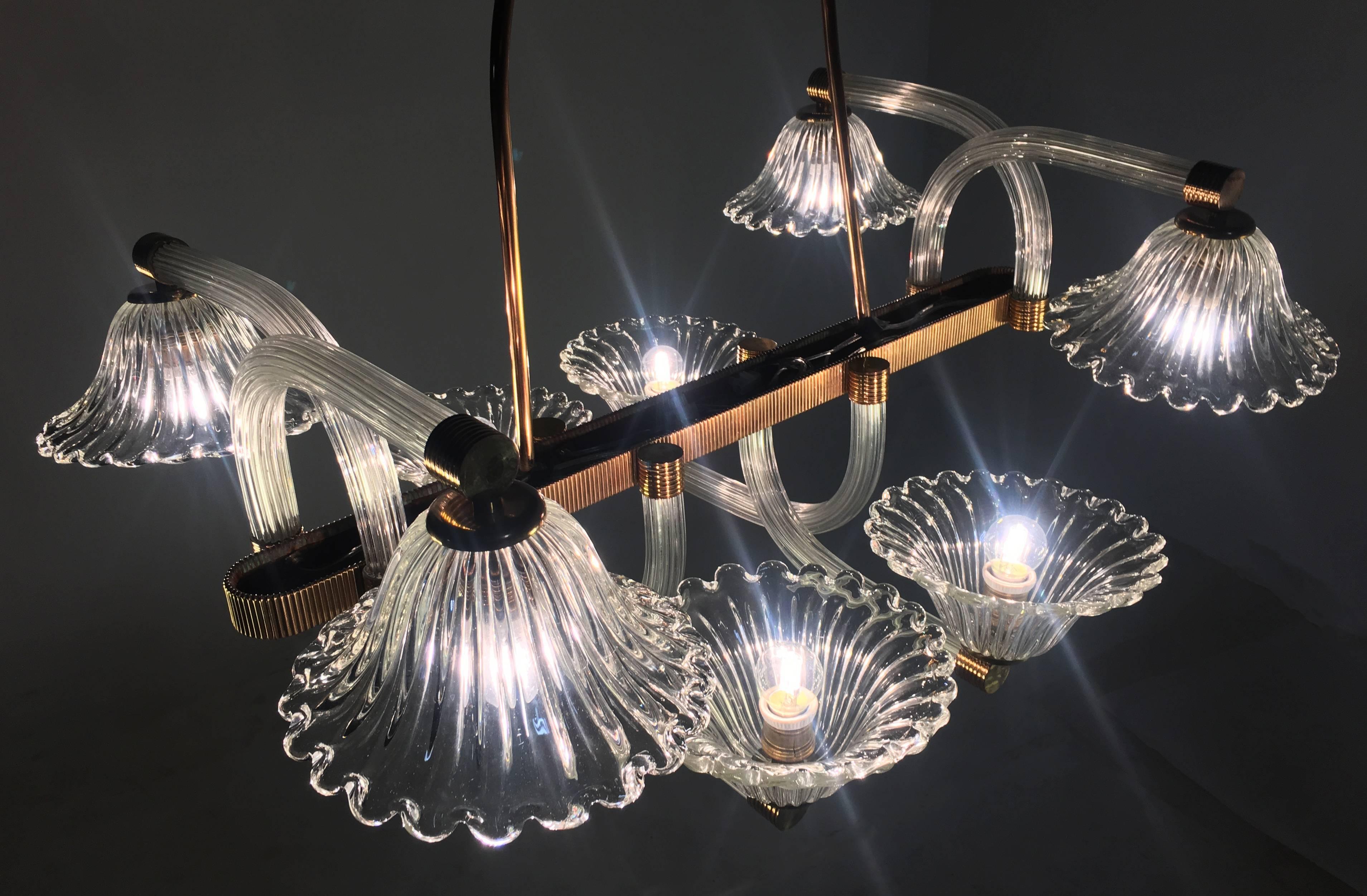 20th Century Chandelier by Barovier & Toso, Murano, 1940s For Sale