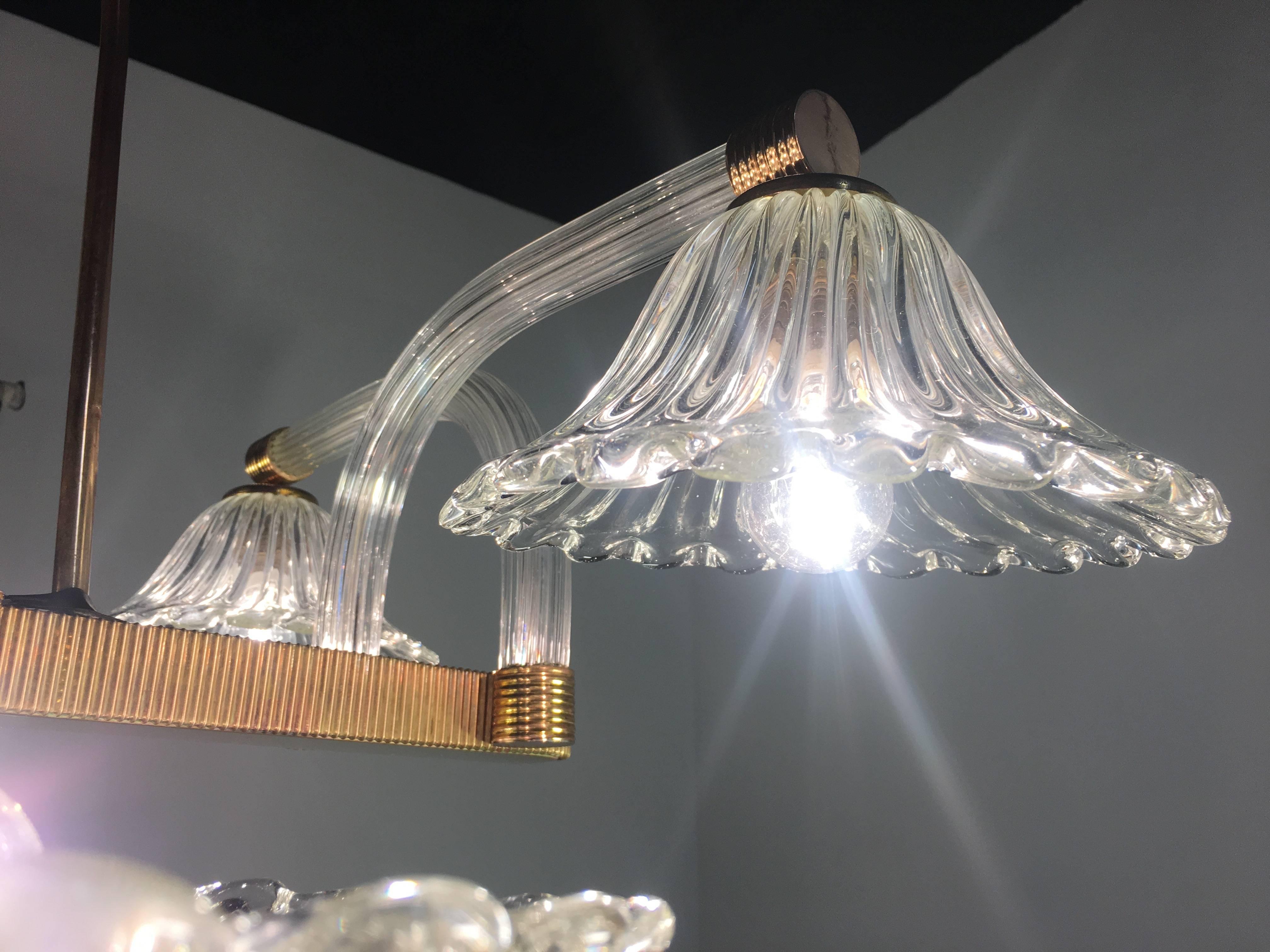 Chandelier by Barovier & Toso, Murano, 1940s For Sale 2