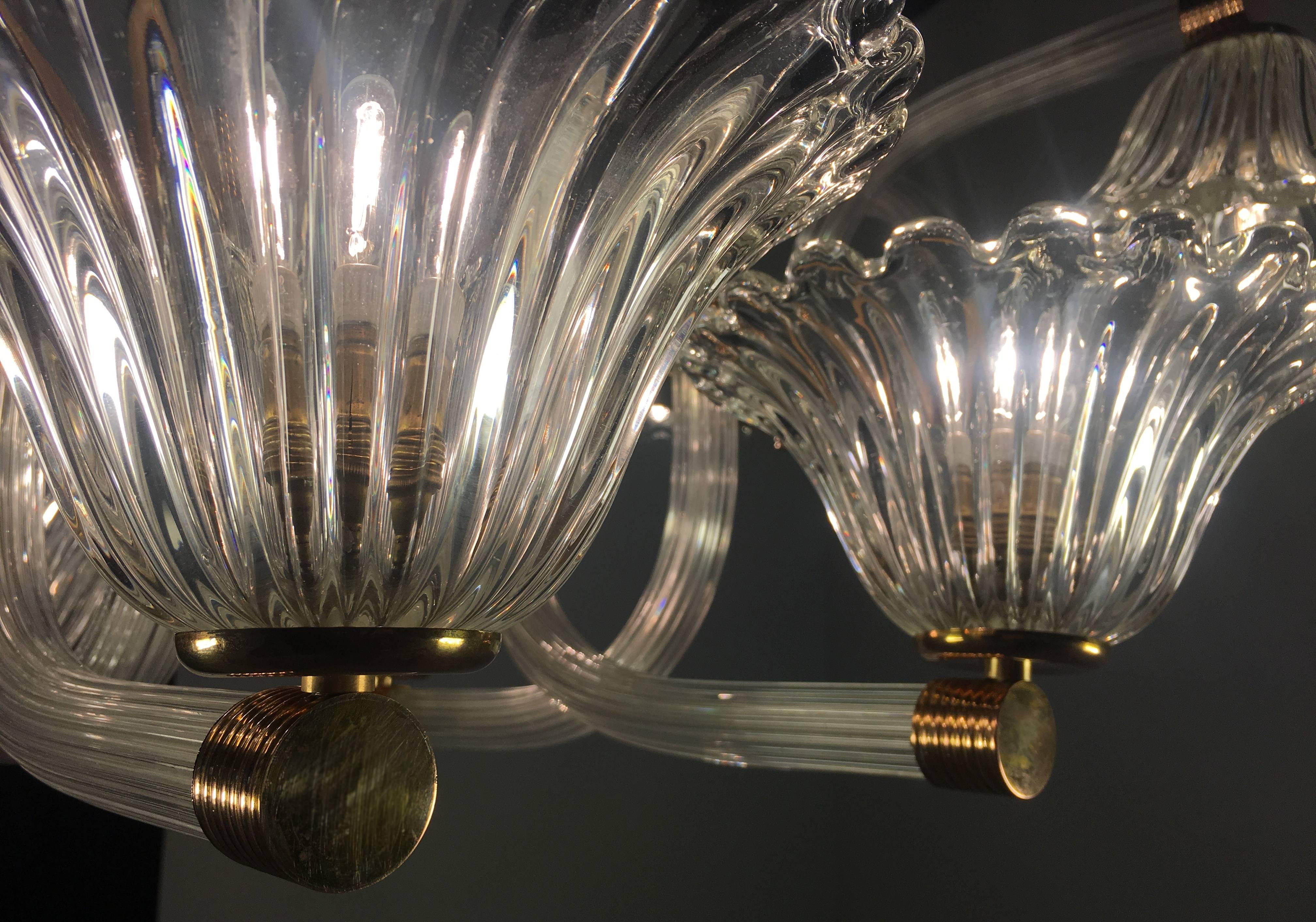 Chandelier by Barovier & Toso, Murano, 1940s For Sale 4