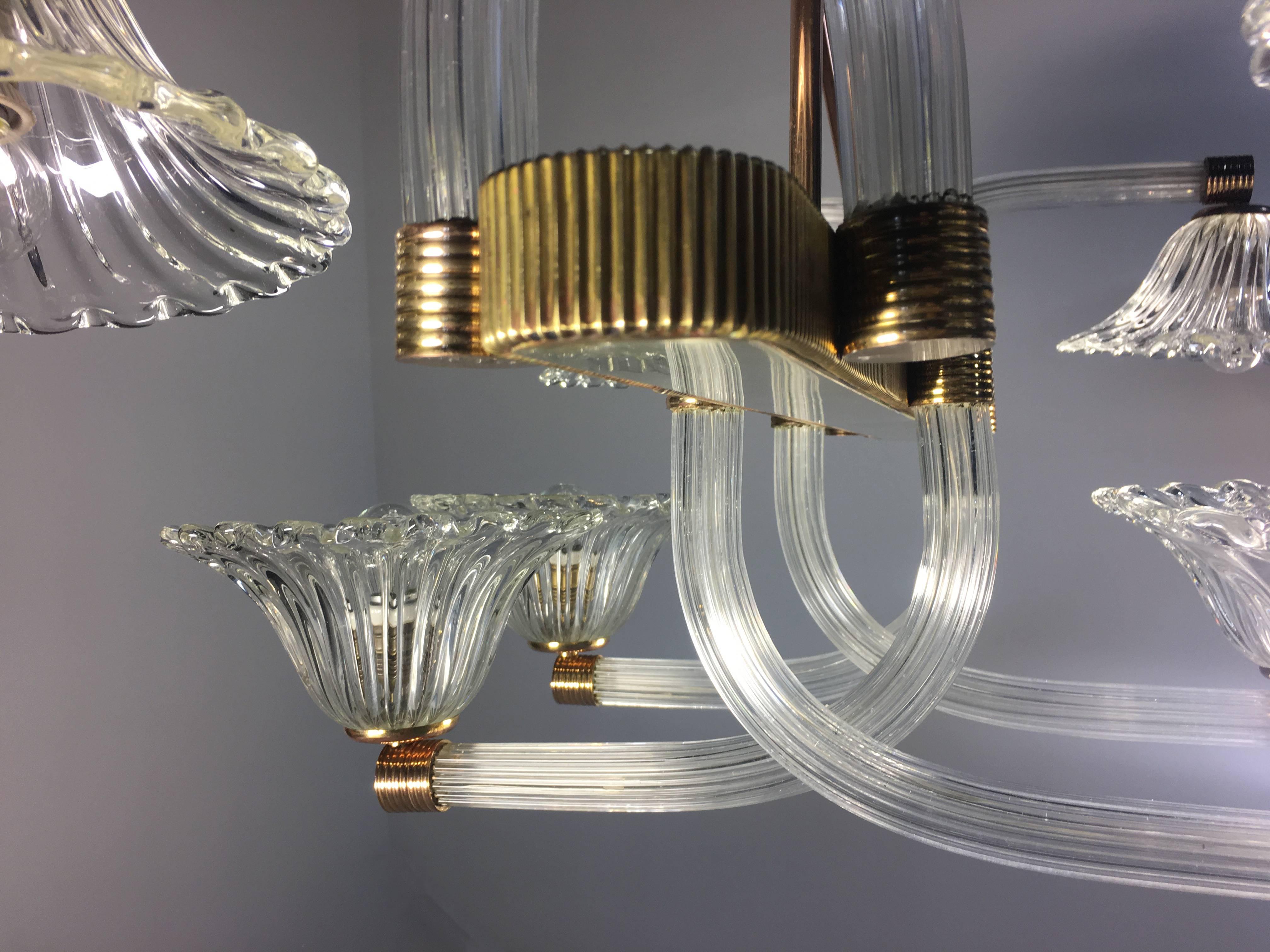 Chandelier by Barovier & Toso, Murano, 1940s For Sale 6