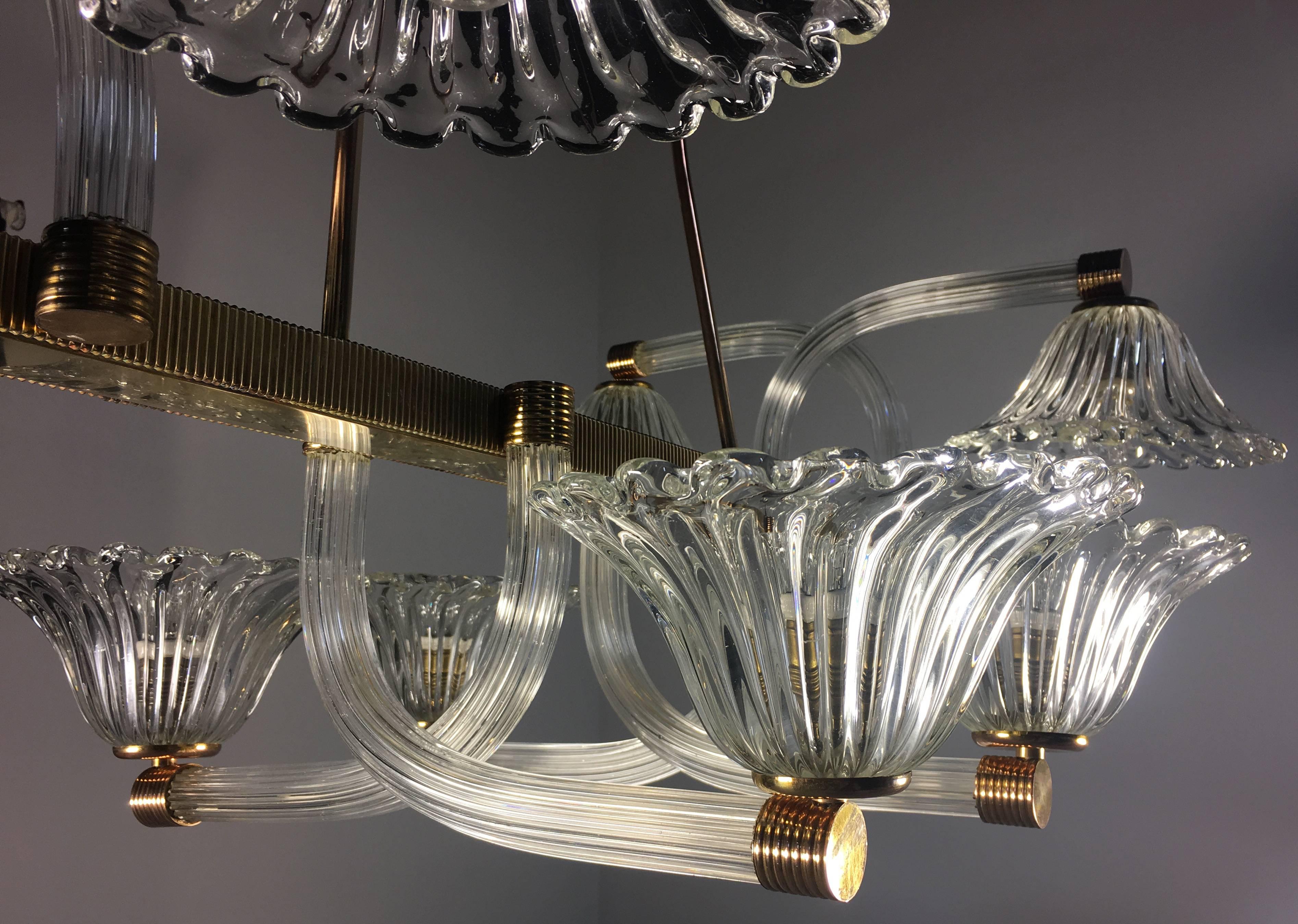 Chandelier by Barovier & Toso, Murano, 1940s For Sale 7