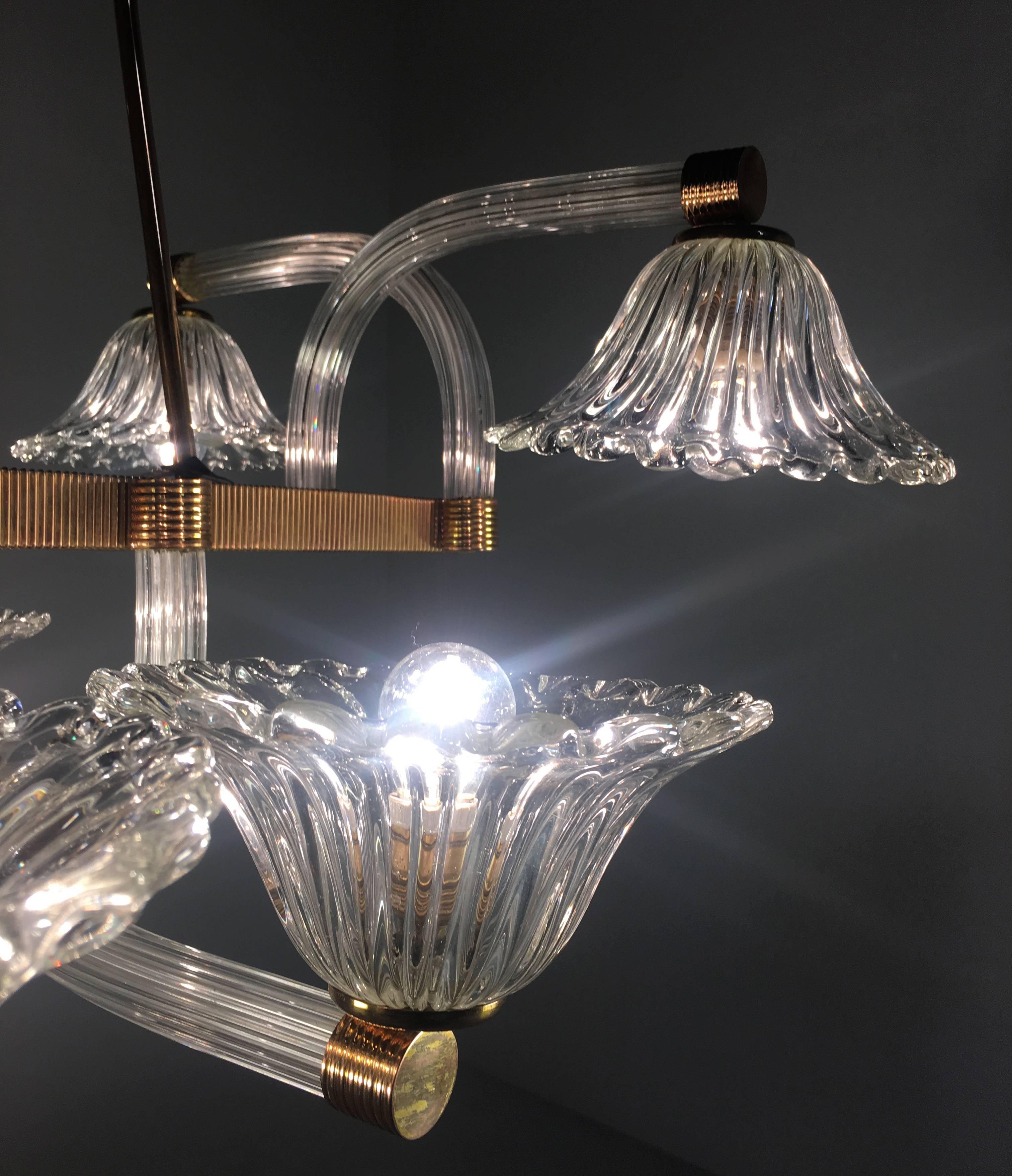 Chandelier by Barovier & Toso, Murano, 1940s For Sale 8