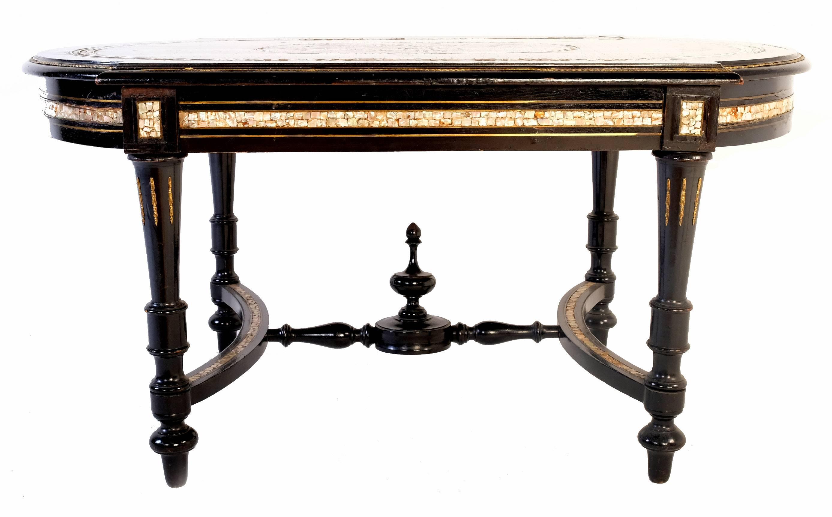 Austrian Antique Sofa Table in the Napoleon III Manner, Austria, 1880s For Sale