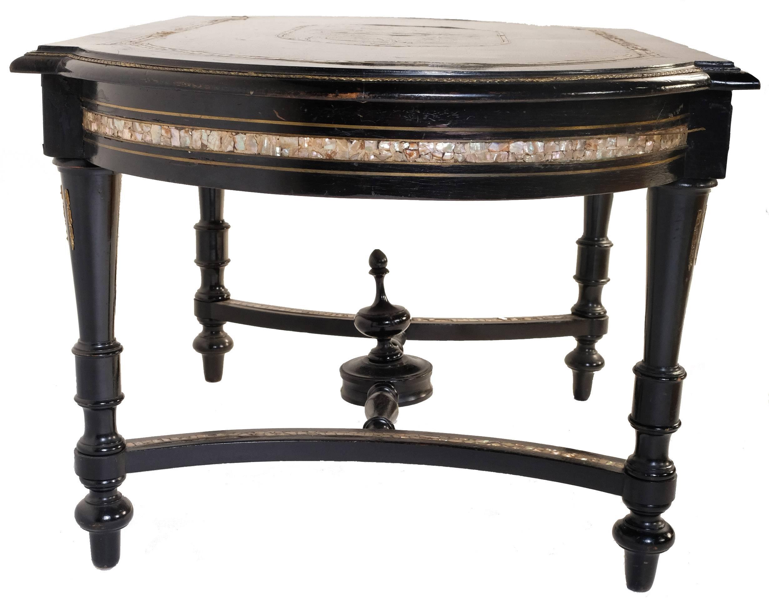 Antique Sofa Table in the Napoleon III Manner, Austria, 1880s For Sale 3