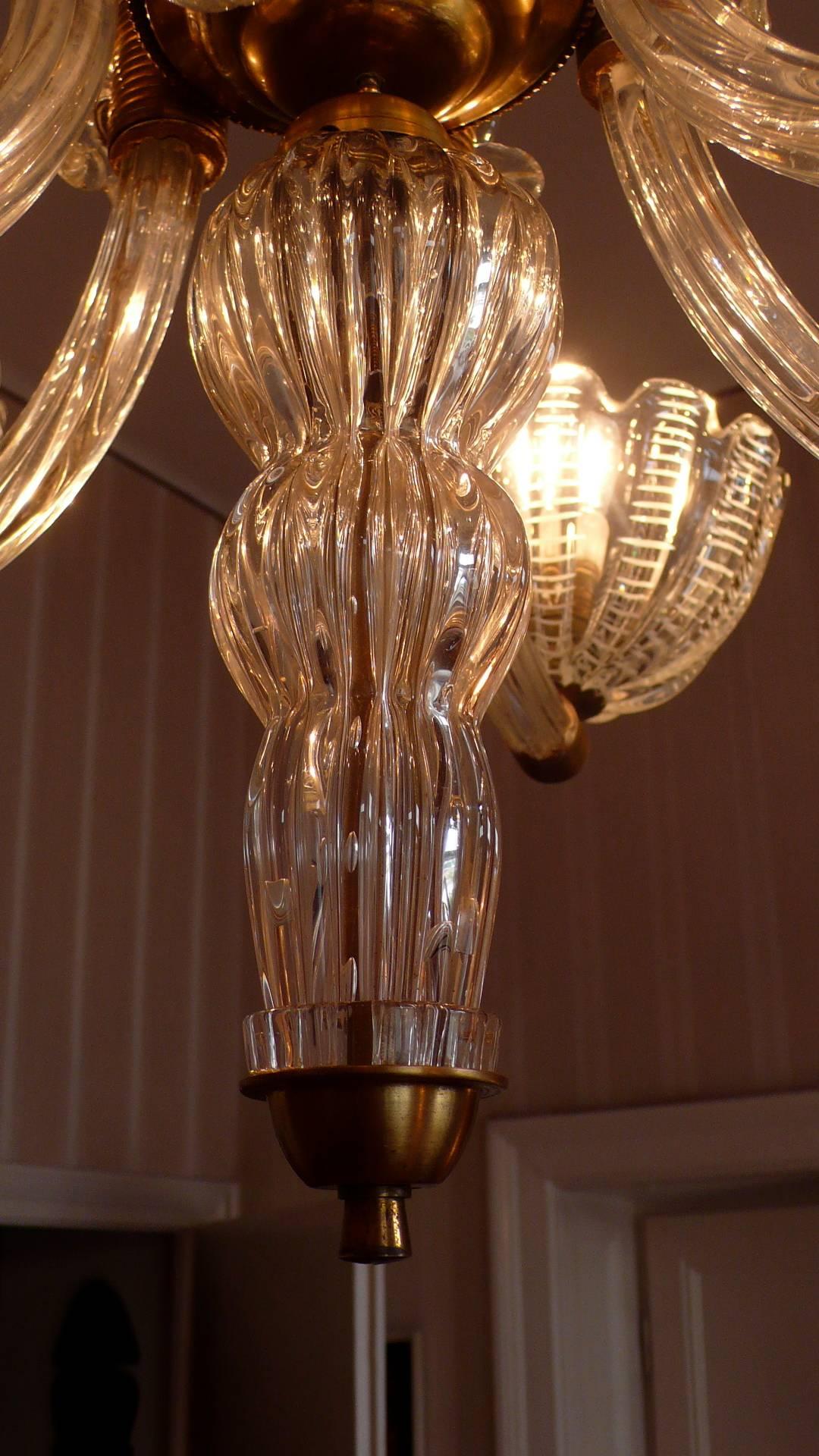 20th Century Chandelier by Barovier & Toso, Murano, 1940s