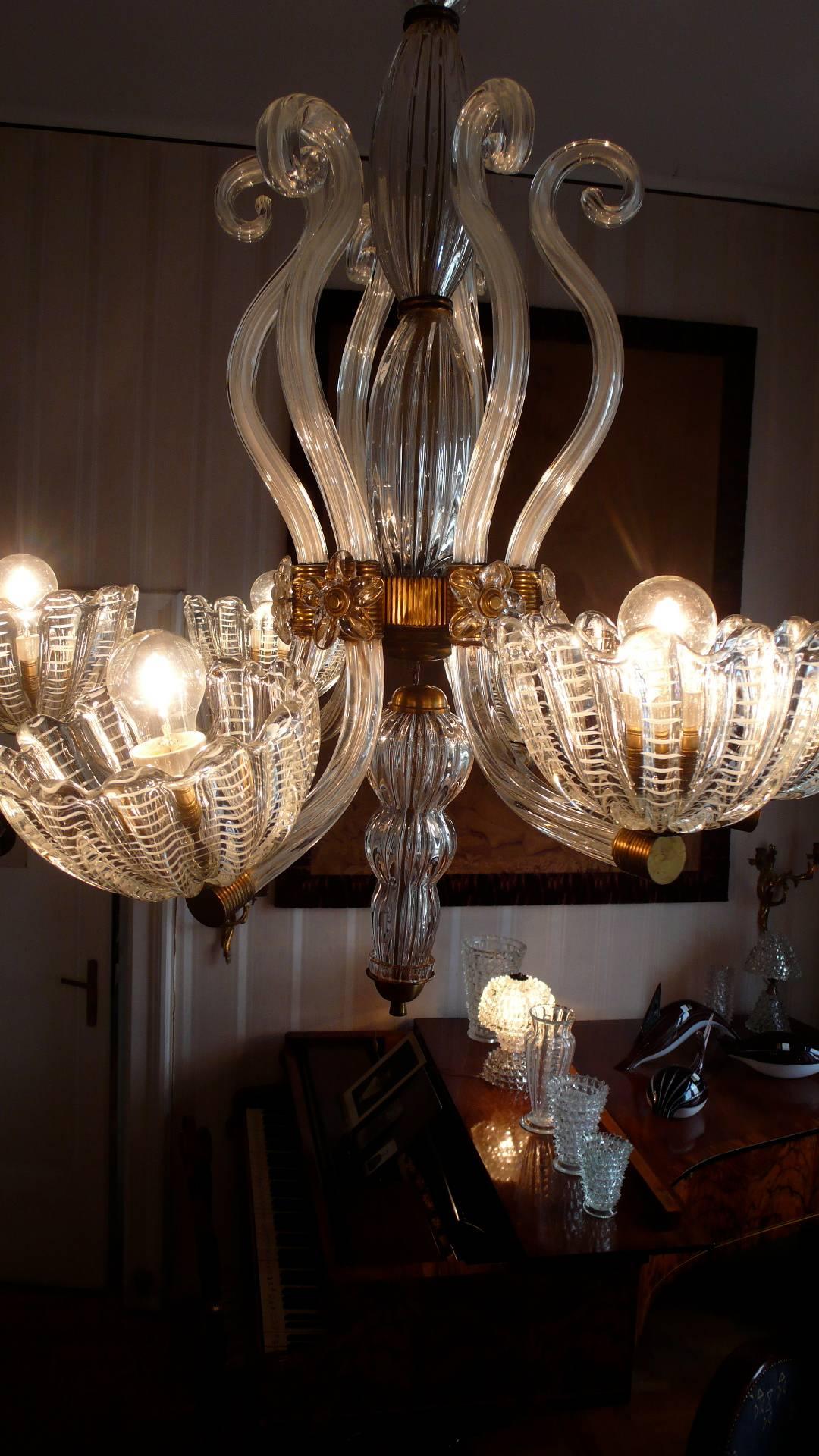 Chandelier by Barovier & Toso, Murano, 1940s 2
