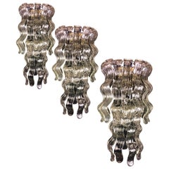 Vintage Trio of Chandeliers by Barovier & Toso, Murano, 1970s