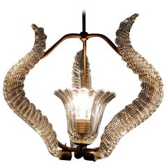 Italian Liberty Chandelier by Ercole Barovier, Murano, 1940