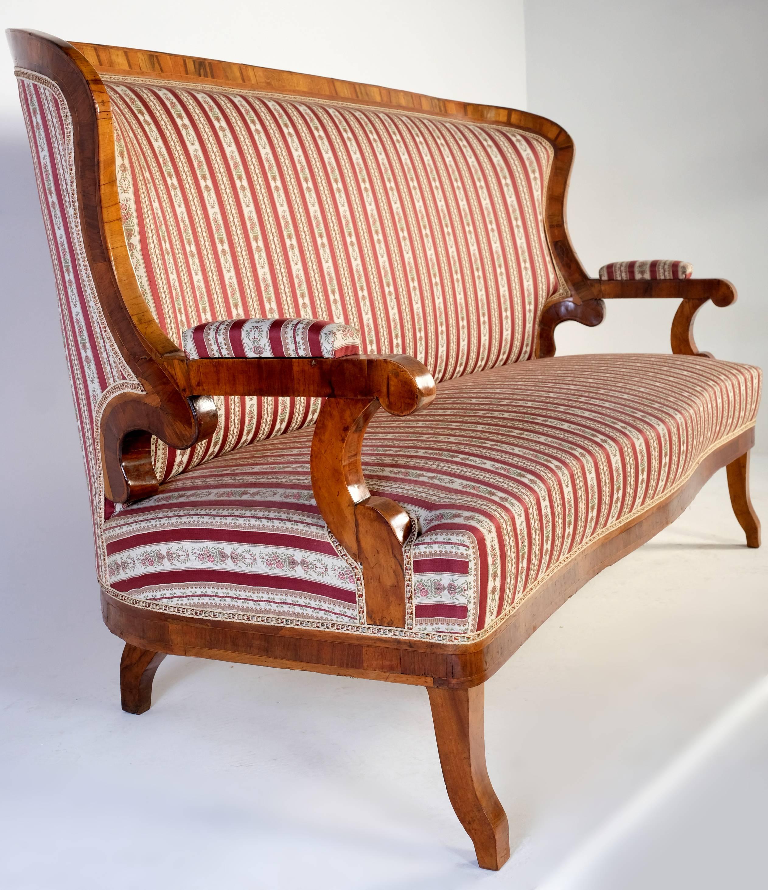 Inlay Seating Set Biedermeier, Sofa and Two Armchairs, 1870s For Sale