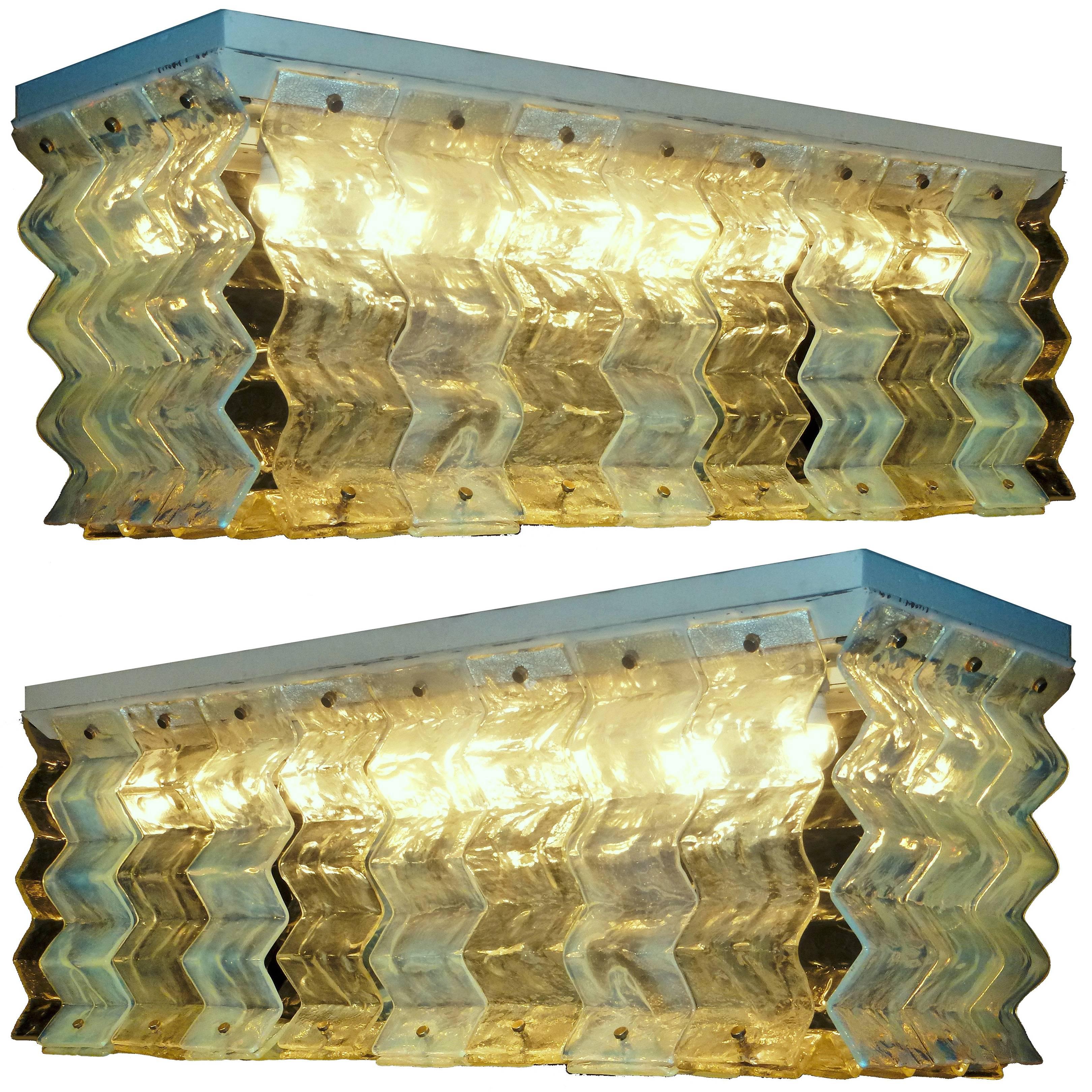 Pair of Ceiling Light Fixture by Carlo Nason for Mazzega, 1970 For Sale