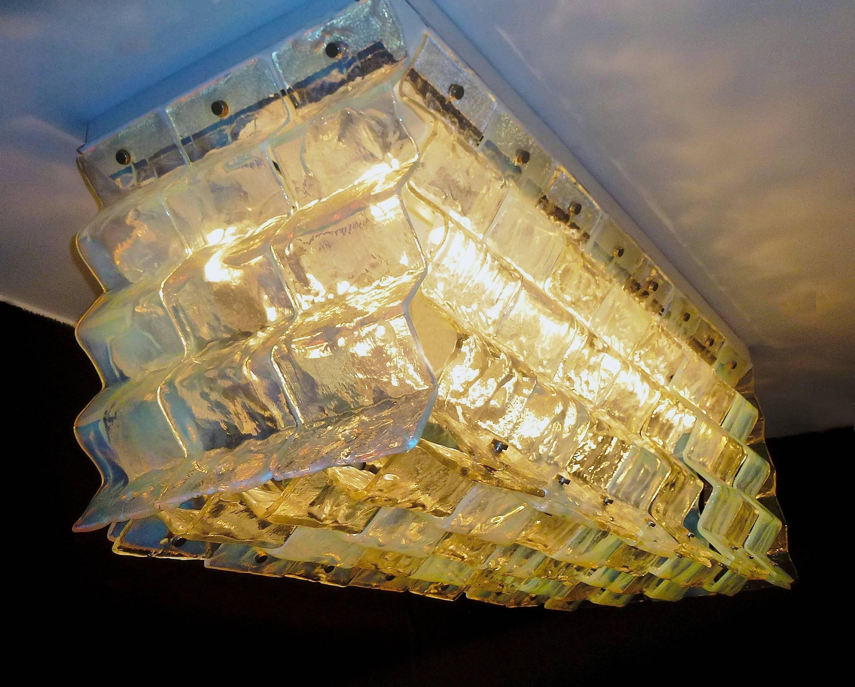 Pair of Ceiling Light Fixture by Carlo Nason for Mazzega, 1970 For Sale 3