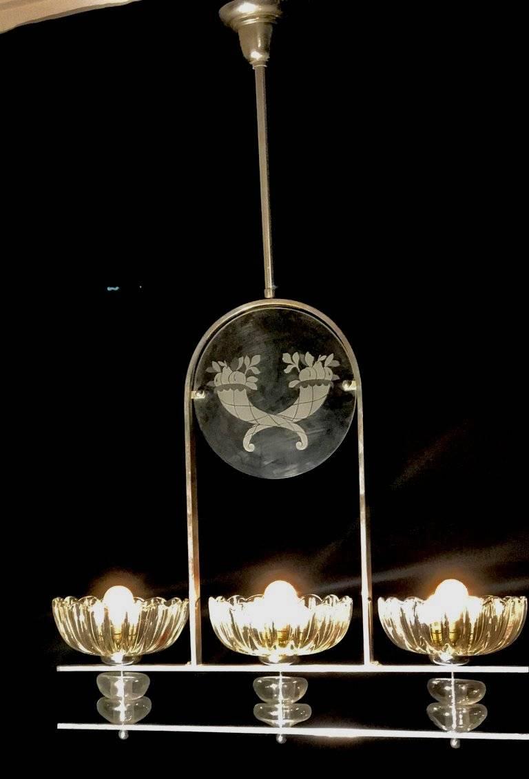 20ième siècle Lustre italien Art Déco par Ercole Barovier, Murano, 1940 en vente