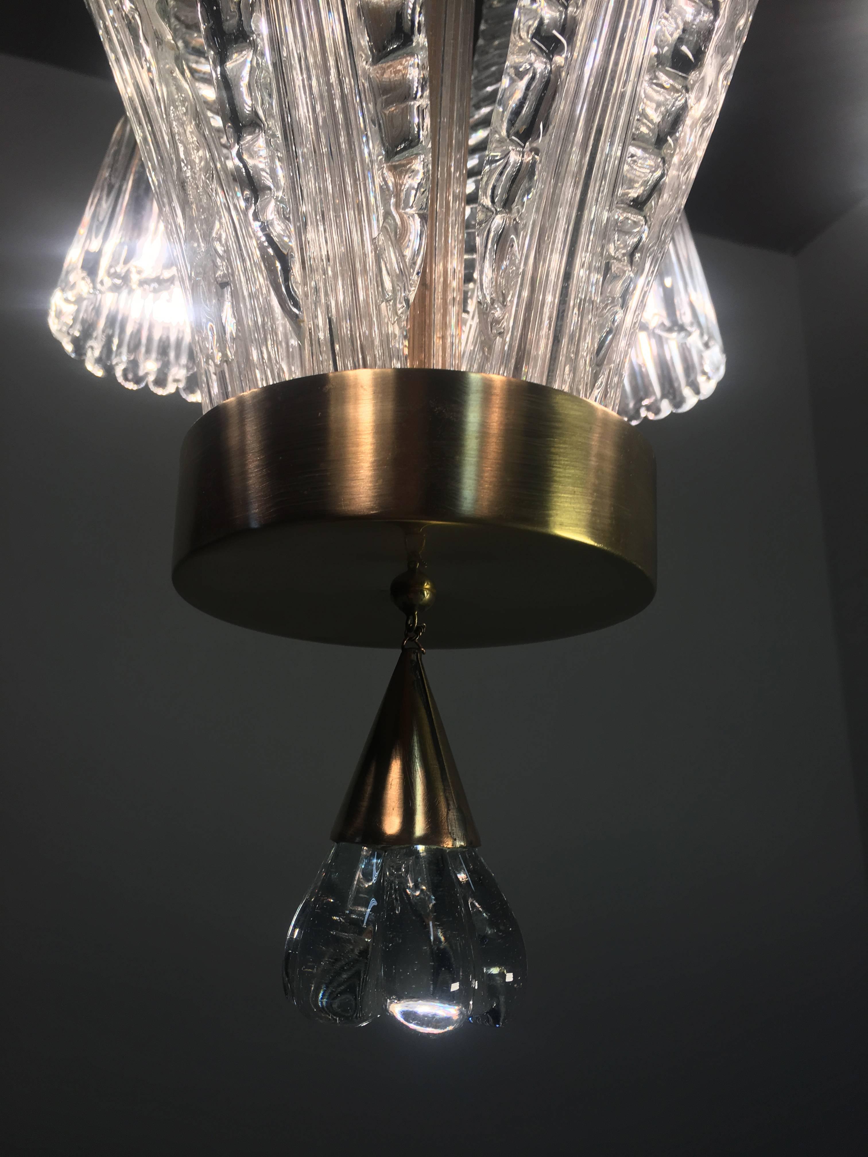 Charming Art Deco Chandelier by Ercole Barovier, Murano, 1940s For Sale 10