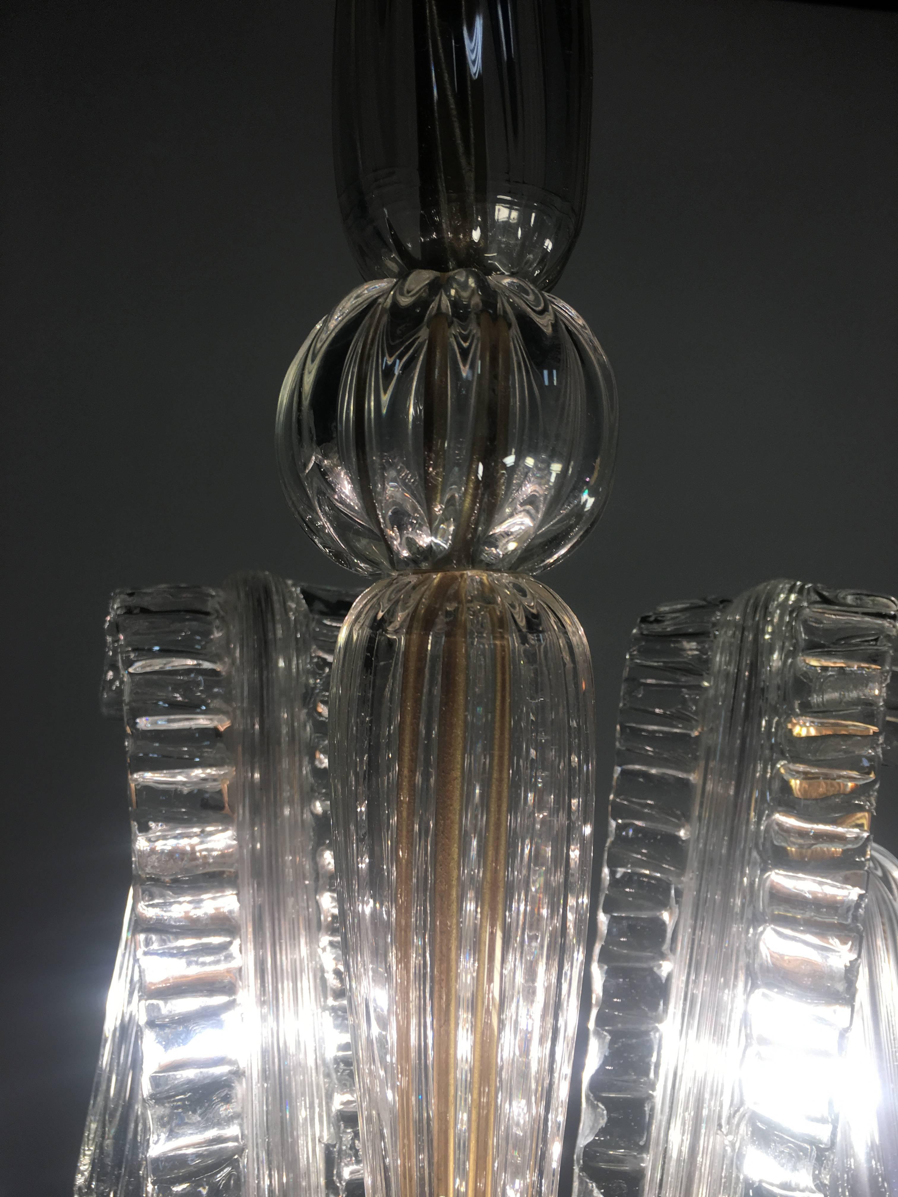 Charming Art Deco Chandelier by Ercole Barovier, Murano, 1940s For Sale 12