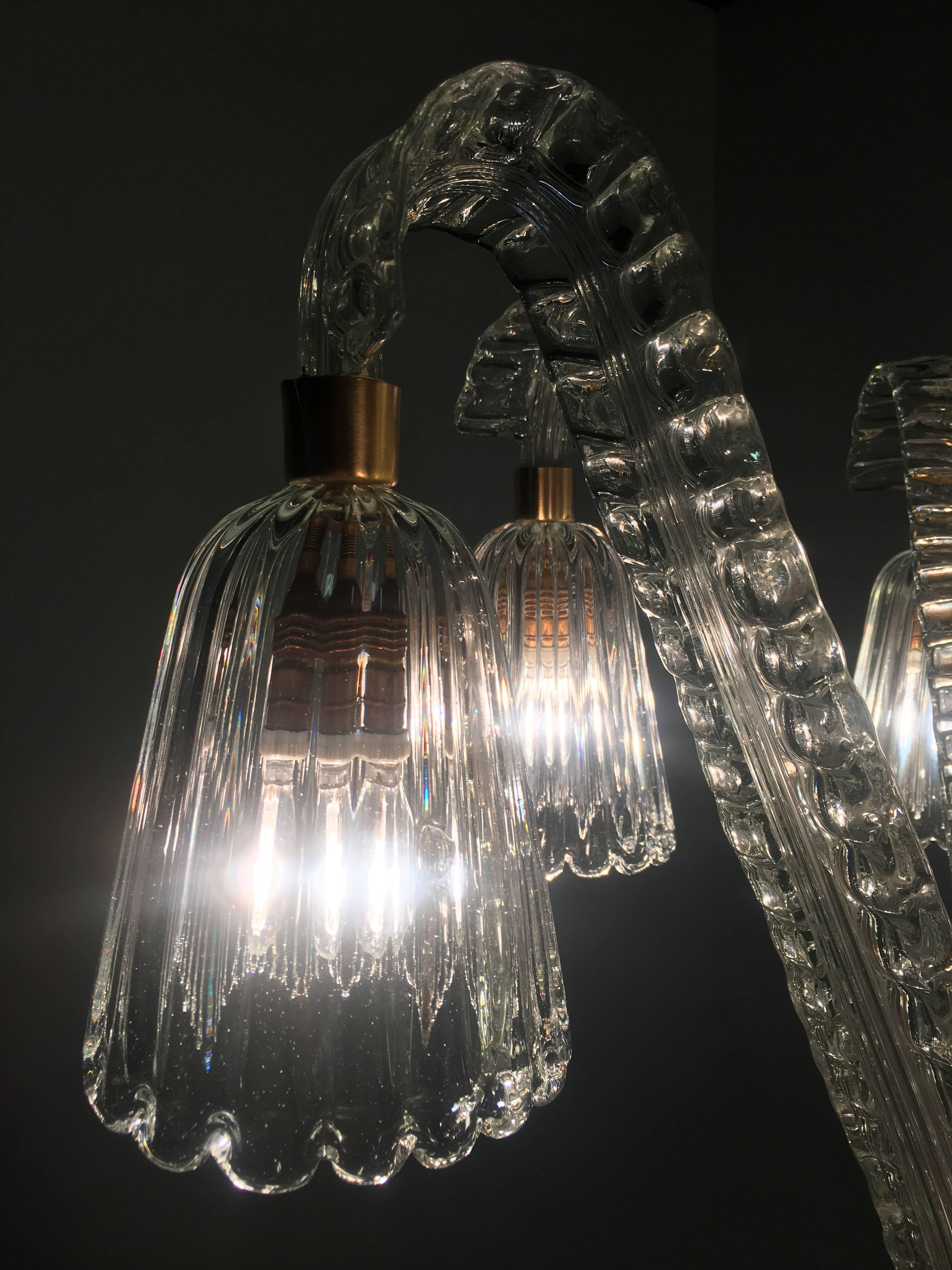 Charming Art Deco Chandelier by Ercole Barovier, Murano, 1940s For Sale 13