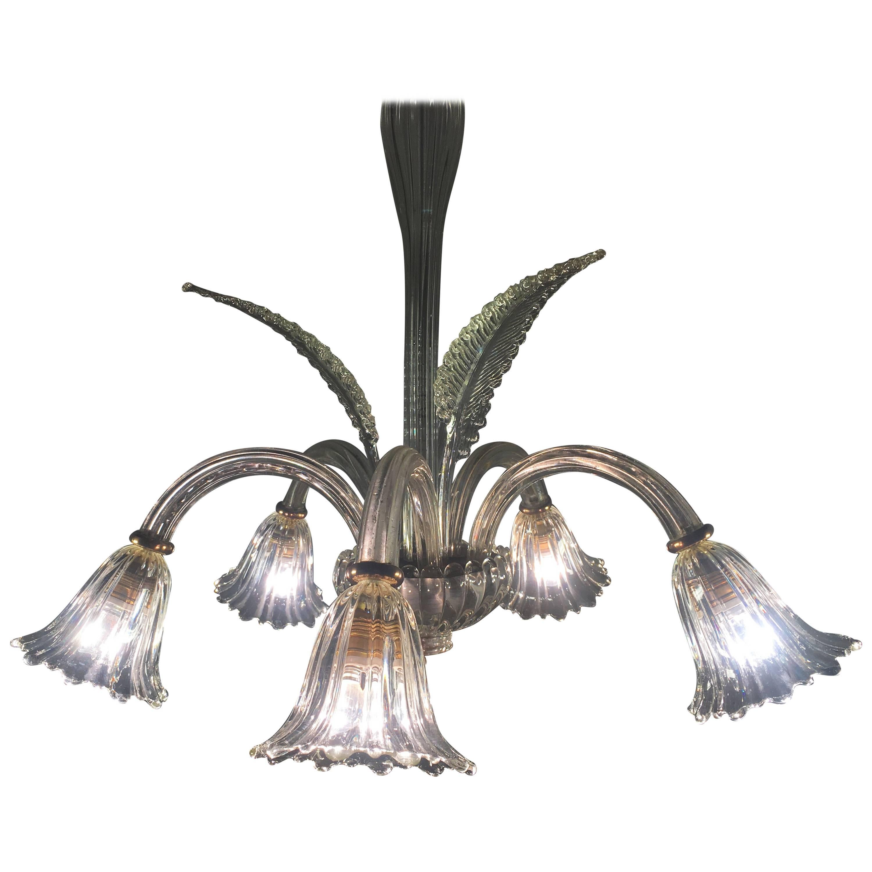 Liberty Chandelier by Ercole Barovier, Murano, 1940s For Sale