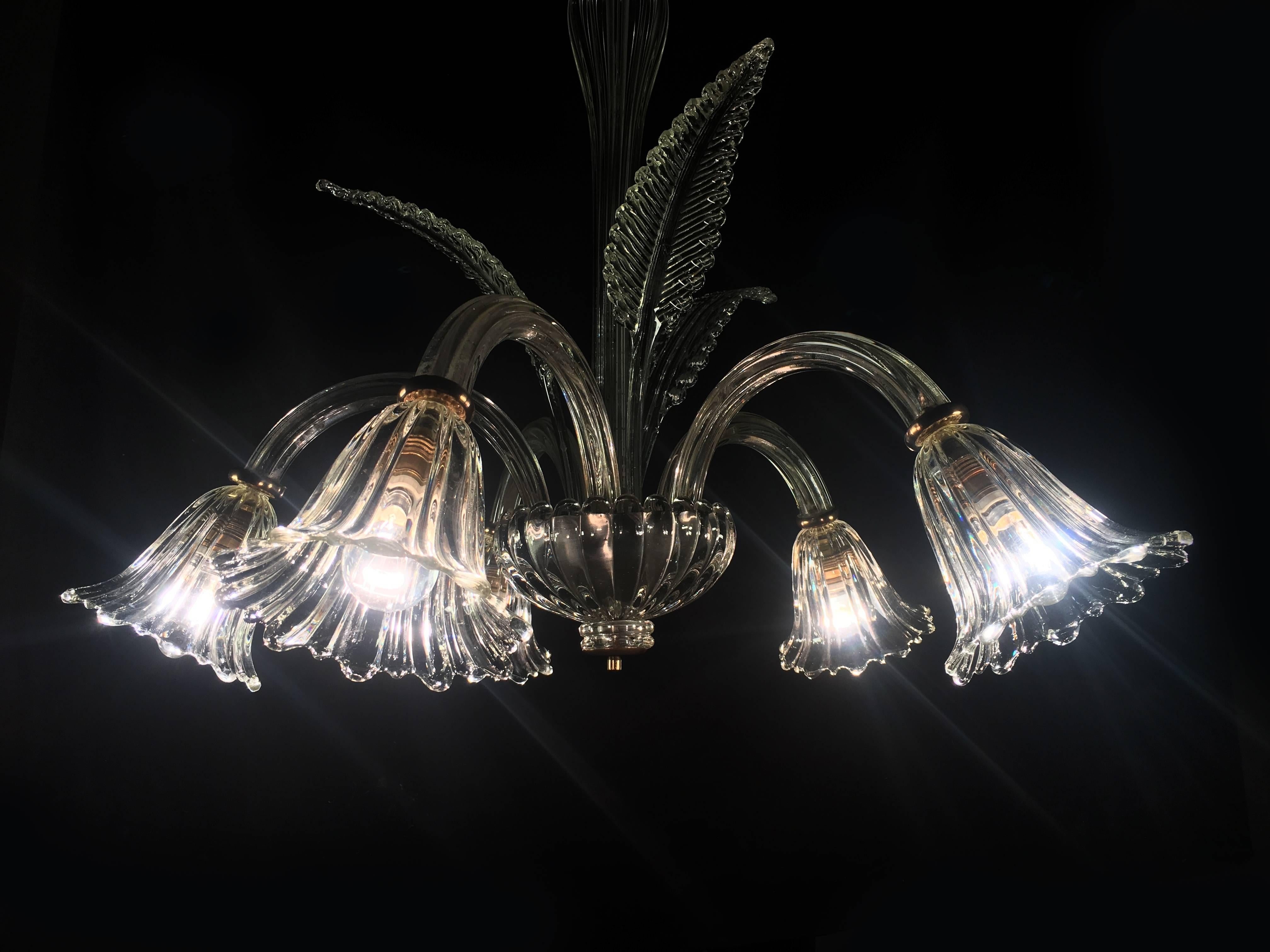 Liberty Chandelier by Ercole Barovier, Murano, 1940s For Sale 6