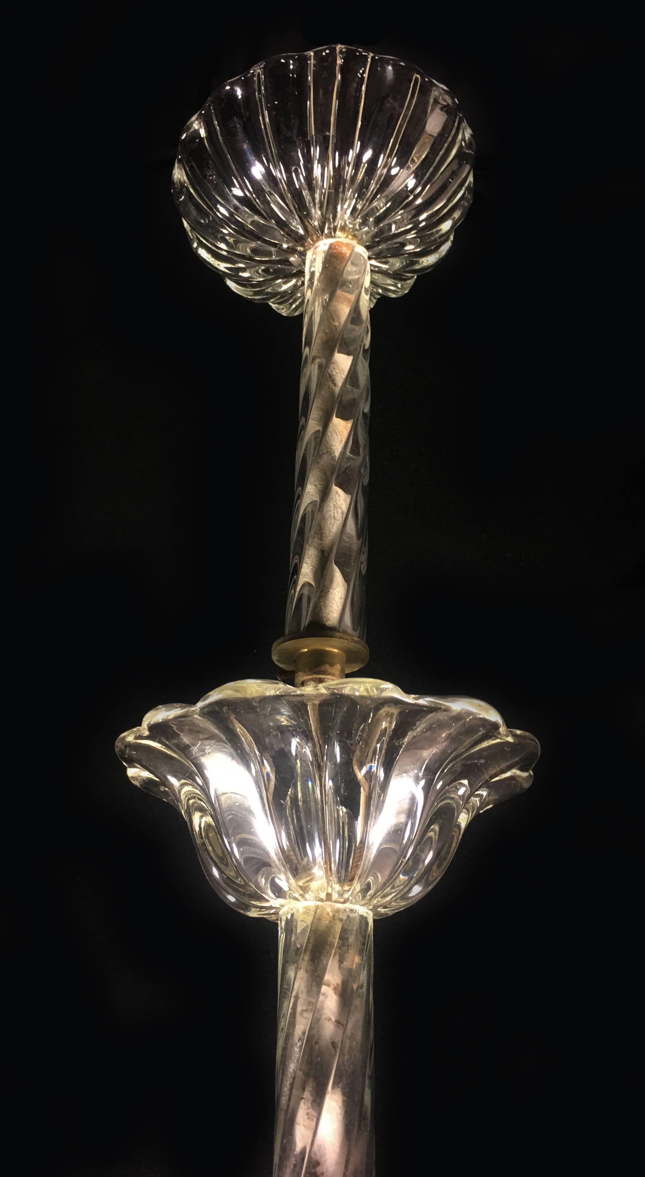 Liberty Chandelier by Ercole Barovier, Murano, 1940s For Sale 7