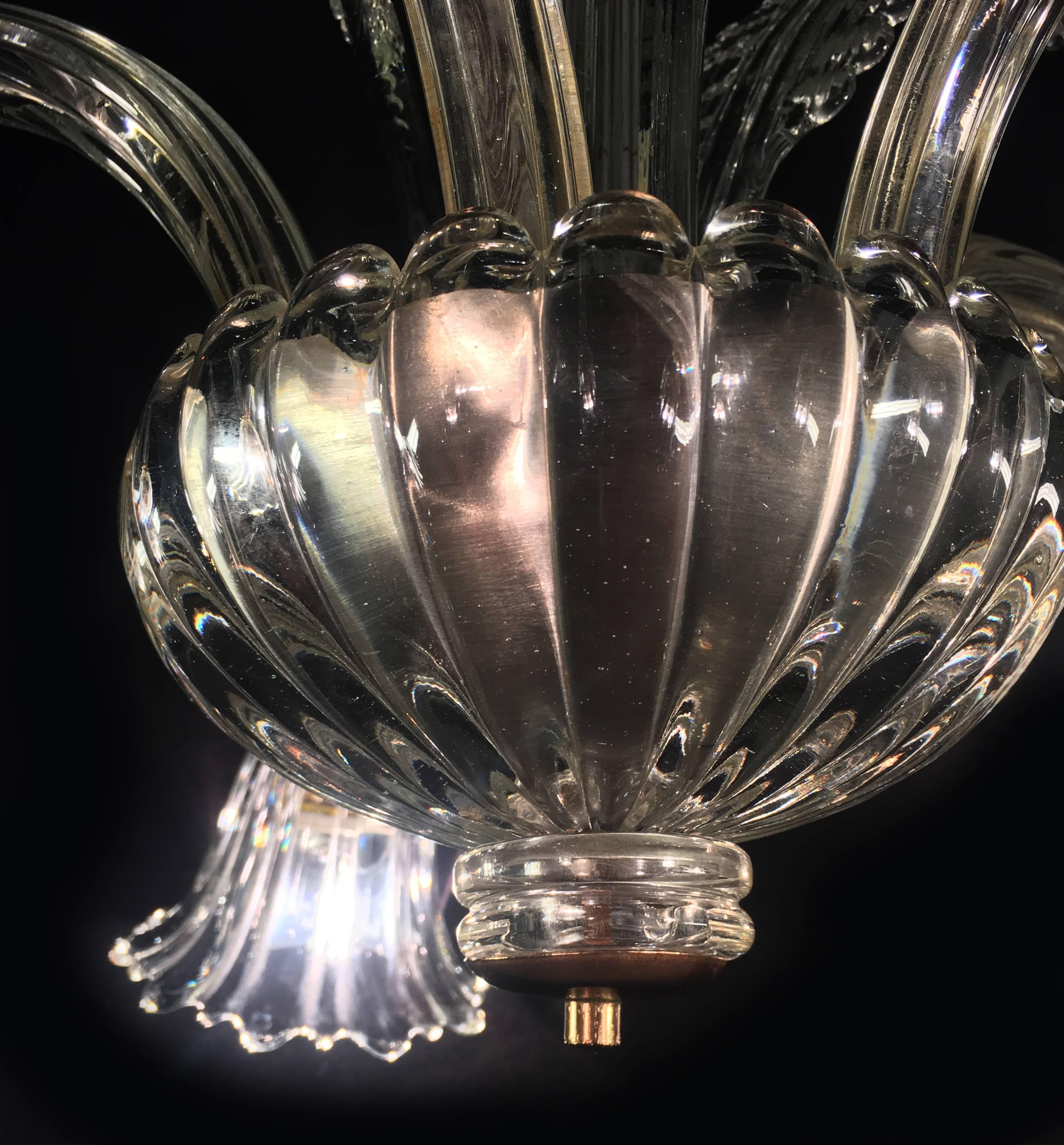 Liberty Chandelier by Ercole Barovier, Murano, 1940s For Sale 9