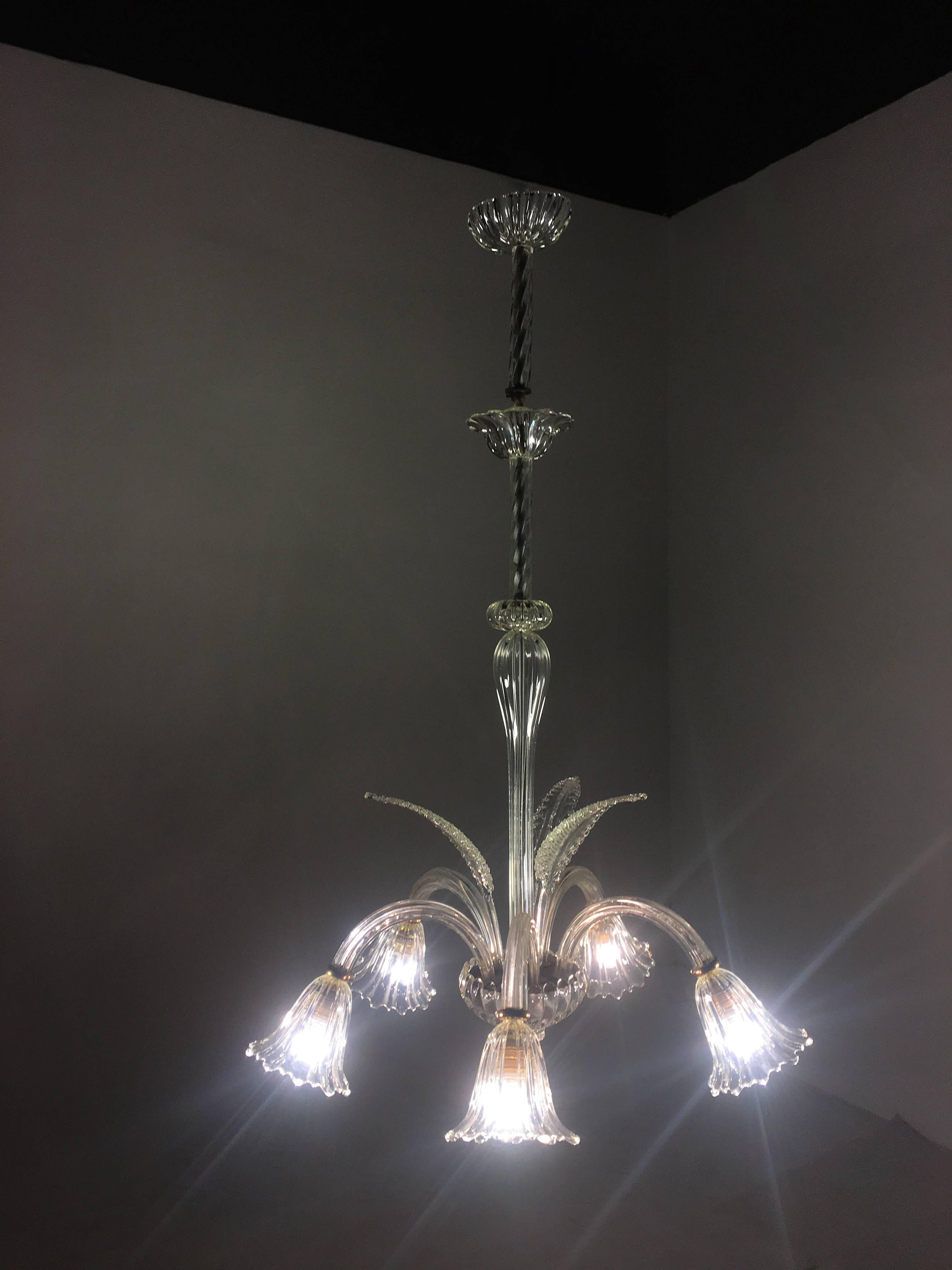 Liberty Chandelier by Ercole Barovier, Murano, 1940s For Sale 14